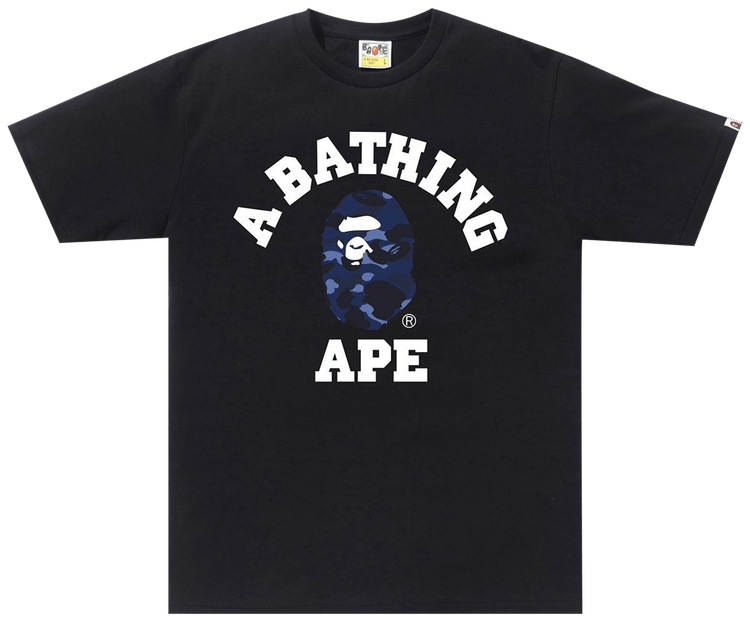 Bape Color Camo College Tee 'Black/Navy'