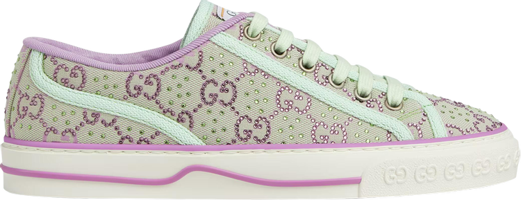 Gucci Wmns Tennis 1977 GG Crystals   Pale Green Lilac