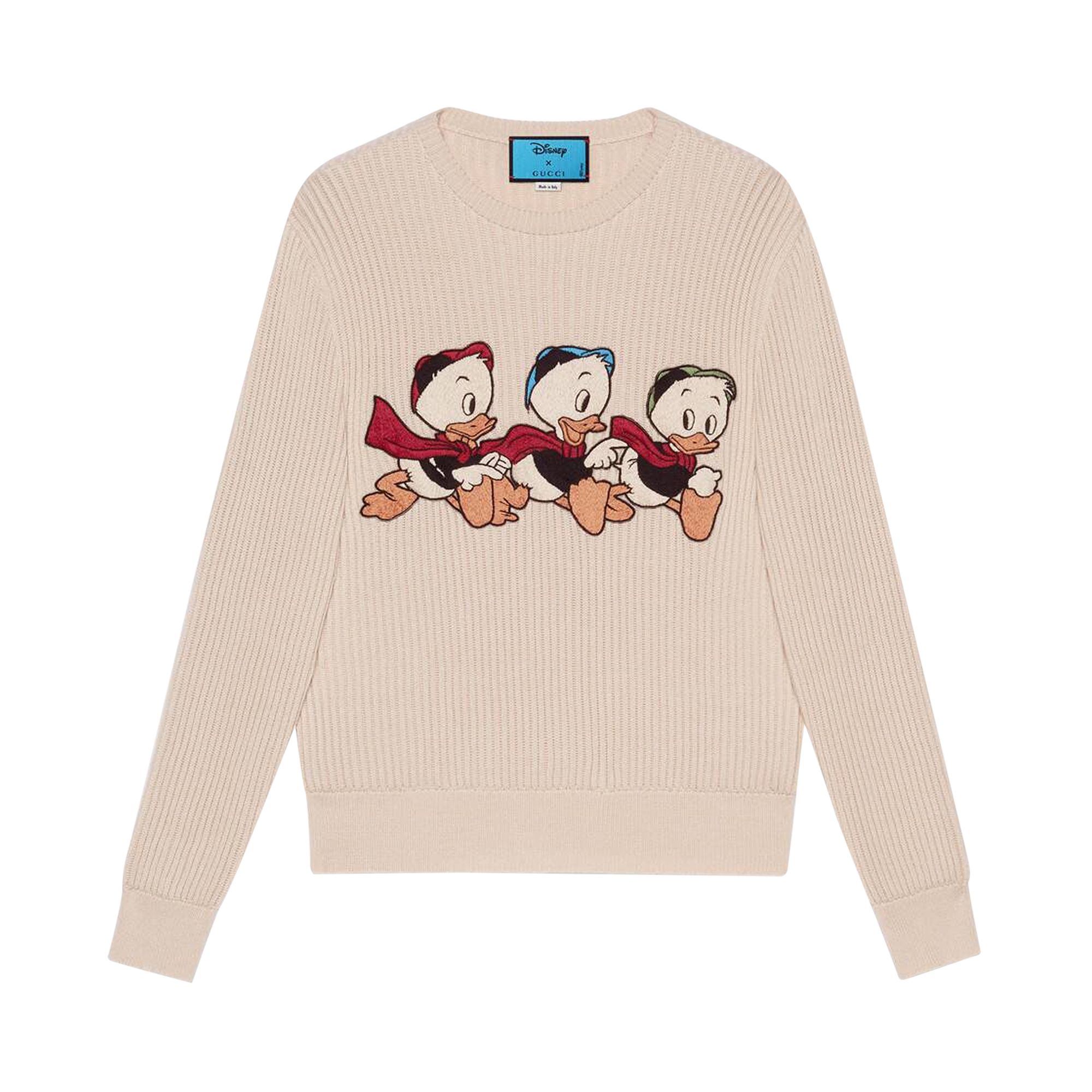 Click to view more detailed imagery on our partner's website Pre-owned Gucci X Disney Donald Duck Wool Sweater 'ivory' | Tan | Men's Size Xl In Brown