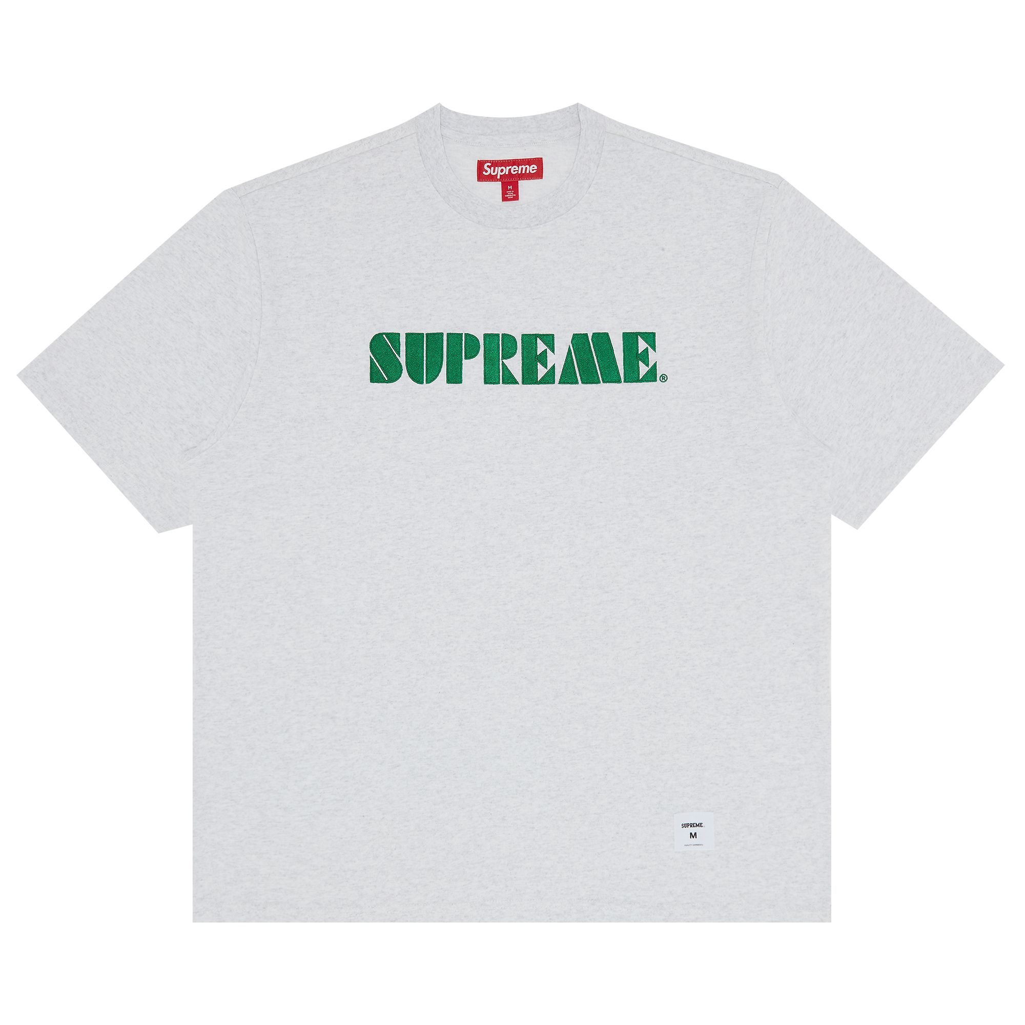Supreme Stencil Embroidered Short-Sleeve Top 'Ash Grey' | Men's Size M