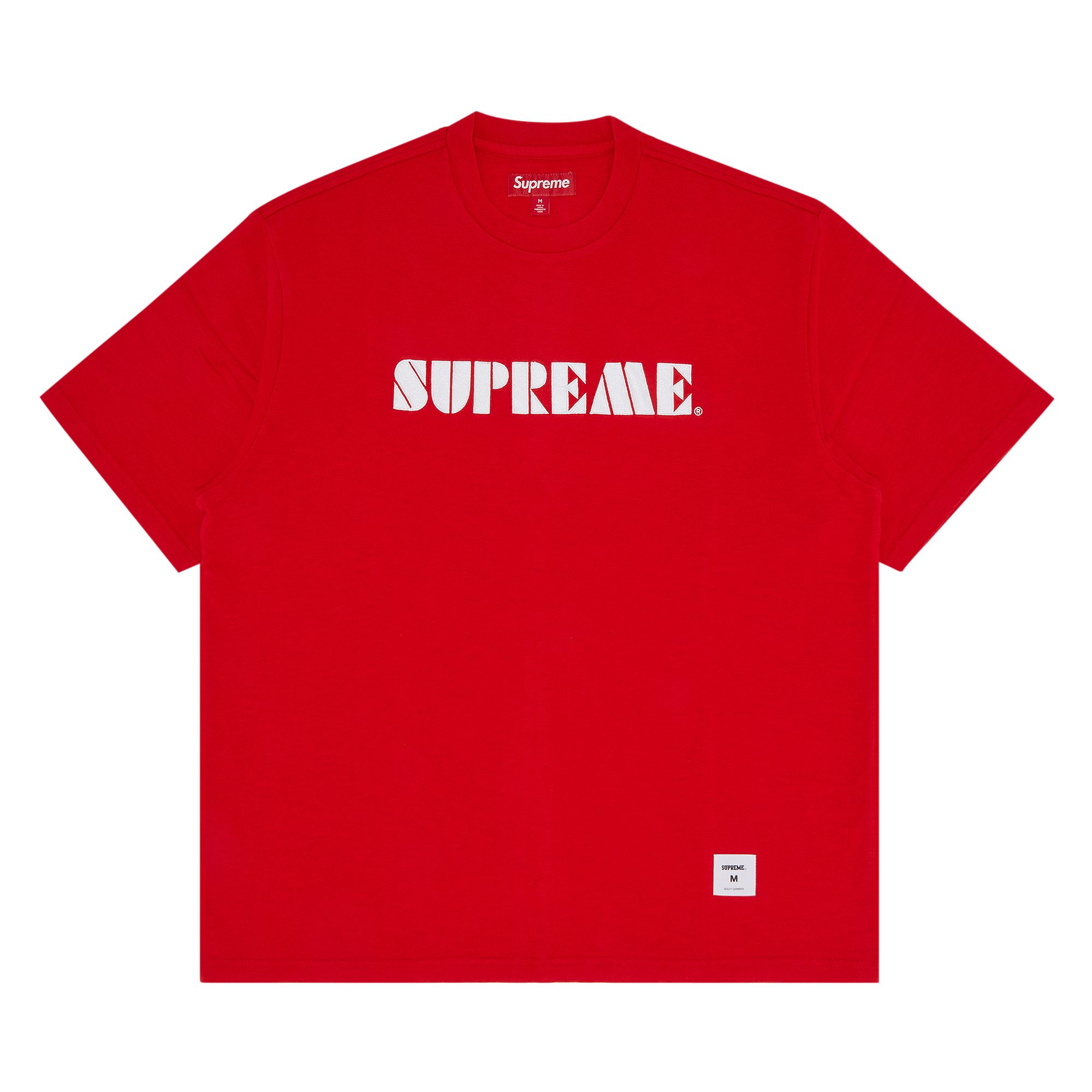 Supreme Stencil Embroidered Short-Sleeve Top 'Red' | Men's Size L