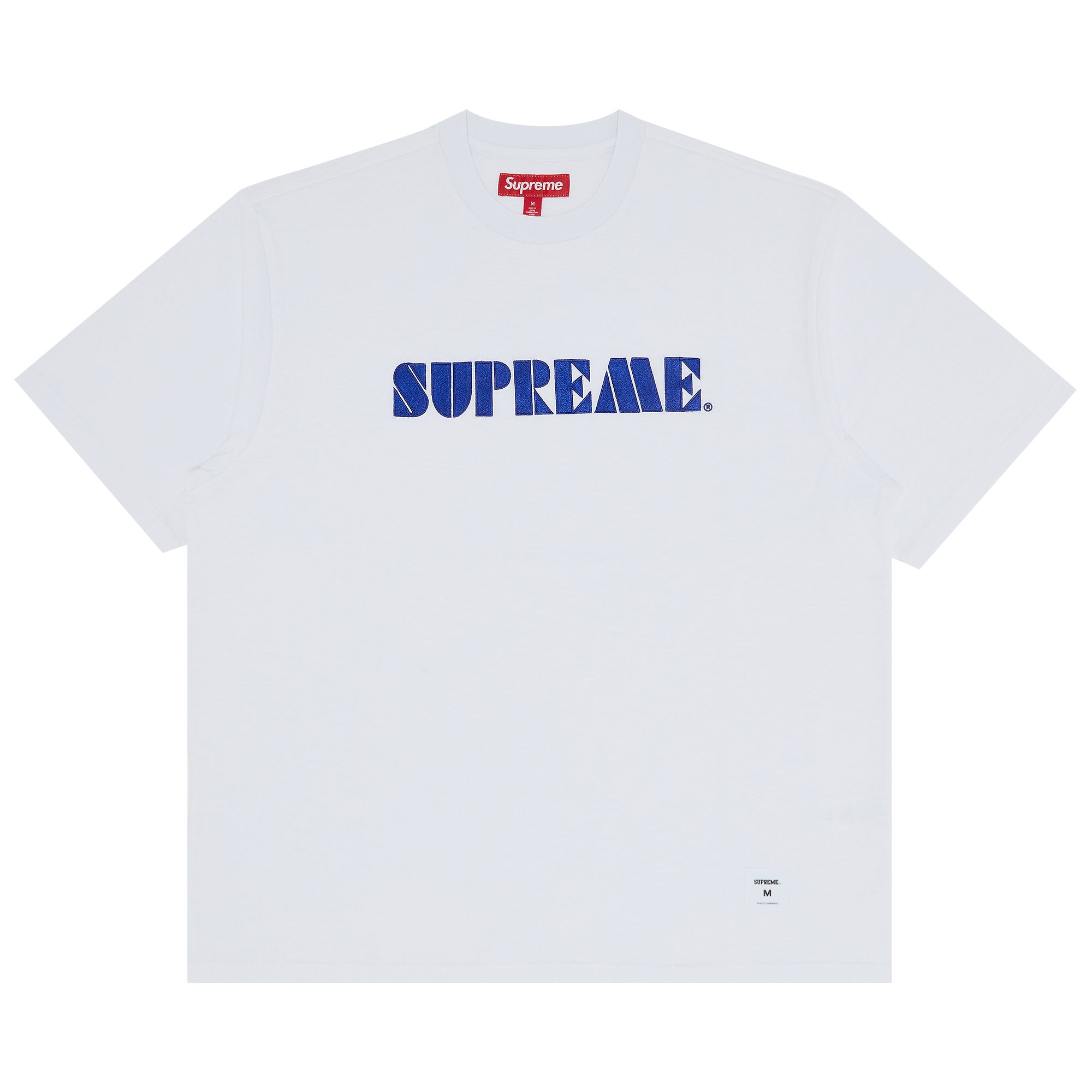 Supreme Stencil Embroidered Short-Sleeve Top 'White' | Men's Size XL