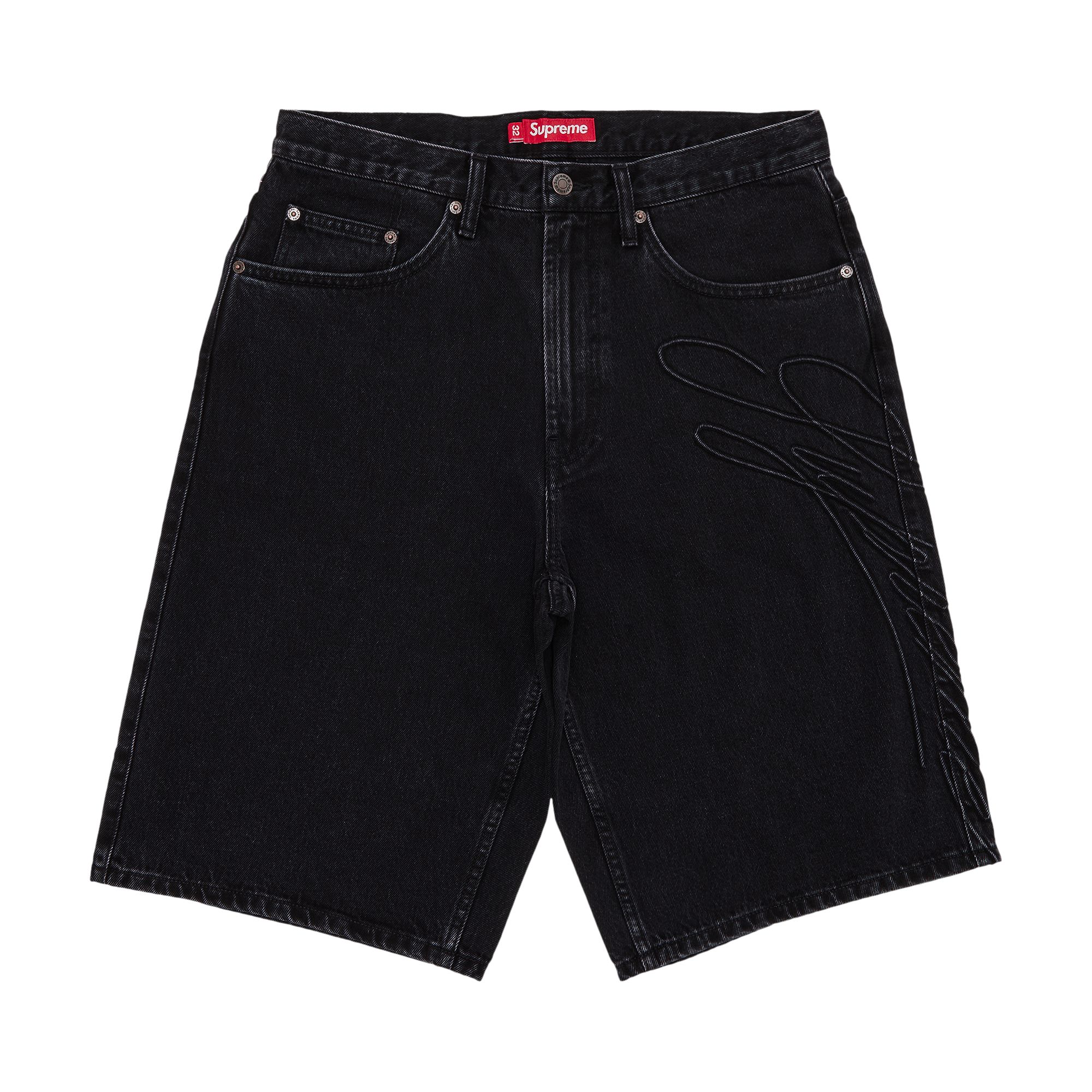 Supreme Script Baggy Denim Short 'Washed Black' | Men's Size 30