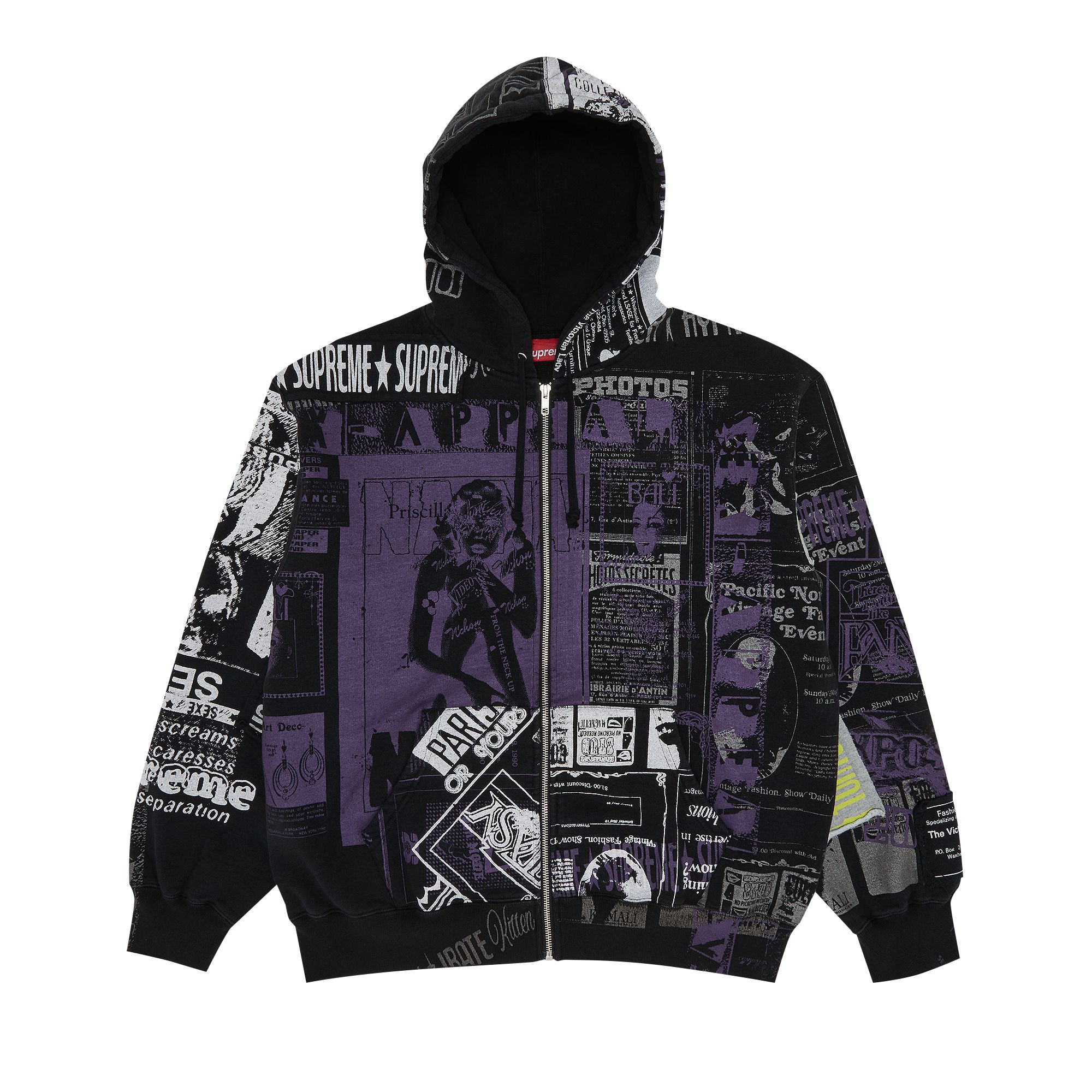 Supreme Collage Zip Up Hooded Sweatshirt 'Black' | Men's Size S