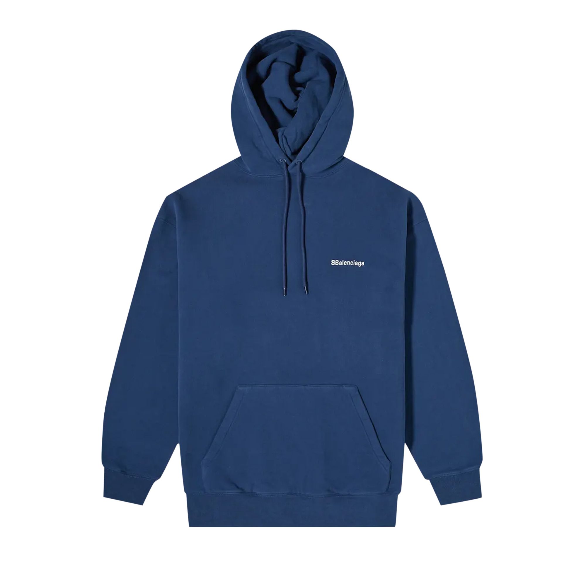 Balenciaga Corporate Logo Popover Hoodie 'Nautical Blue/White' | Men's Size S