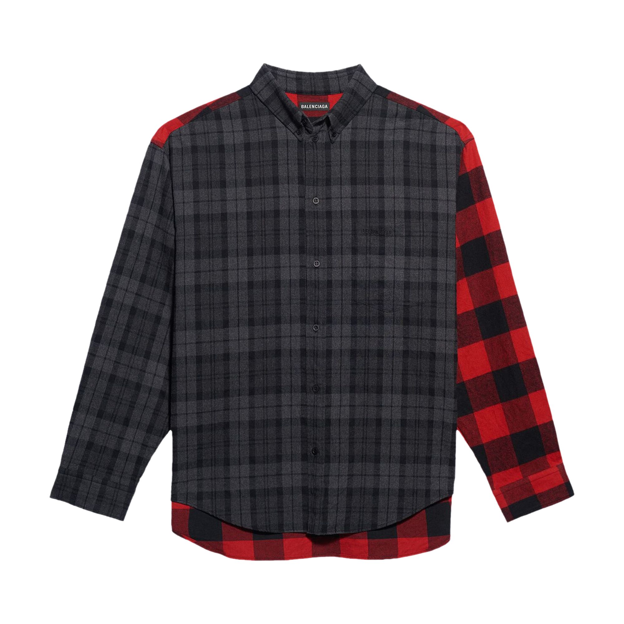 Balenciaga Patchwork Button Down Shirt 'Red/Black' | Men's Size 39