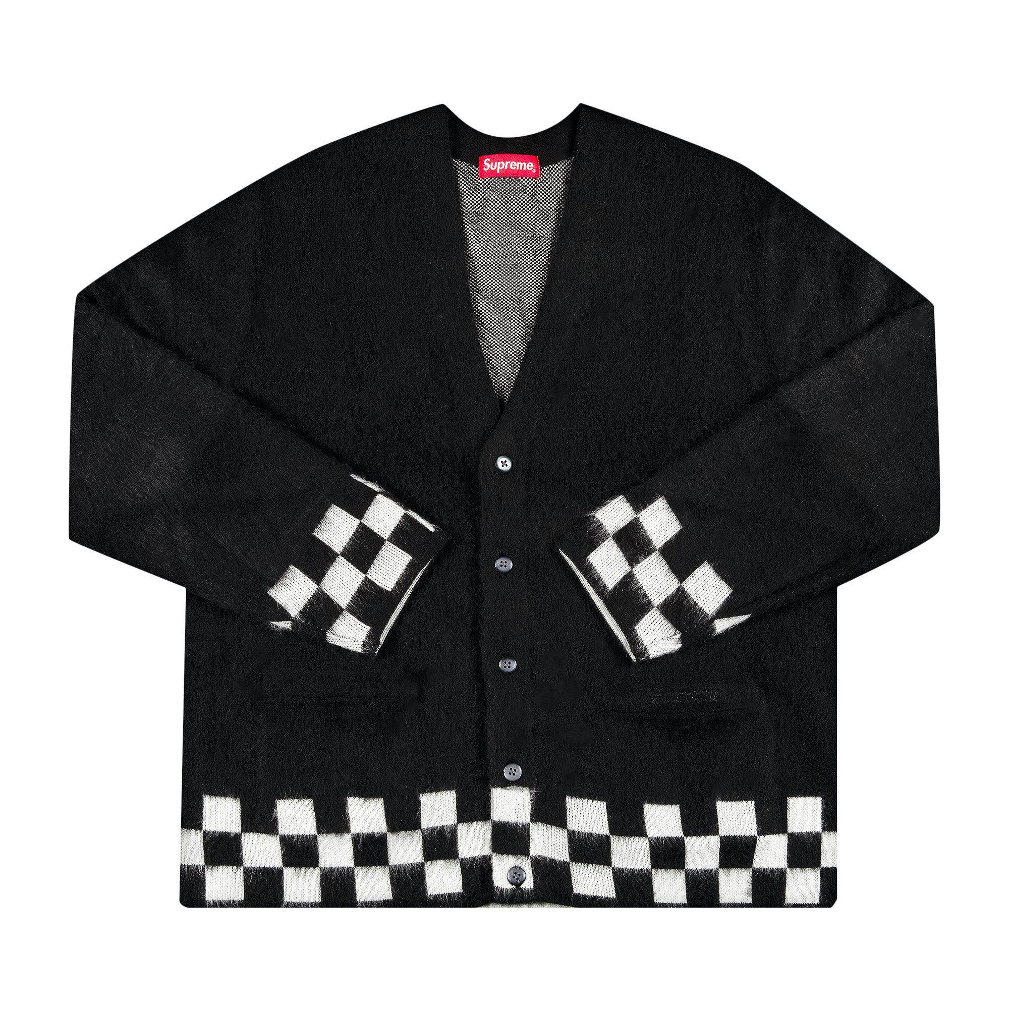 Supreme Brushed Checkerboard Cardigan 'Black' | Men's Size L