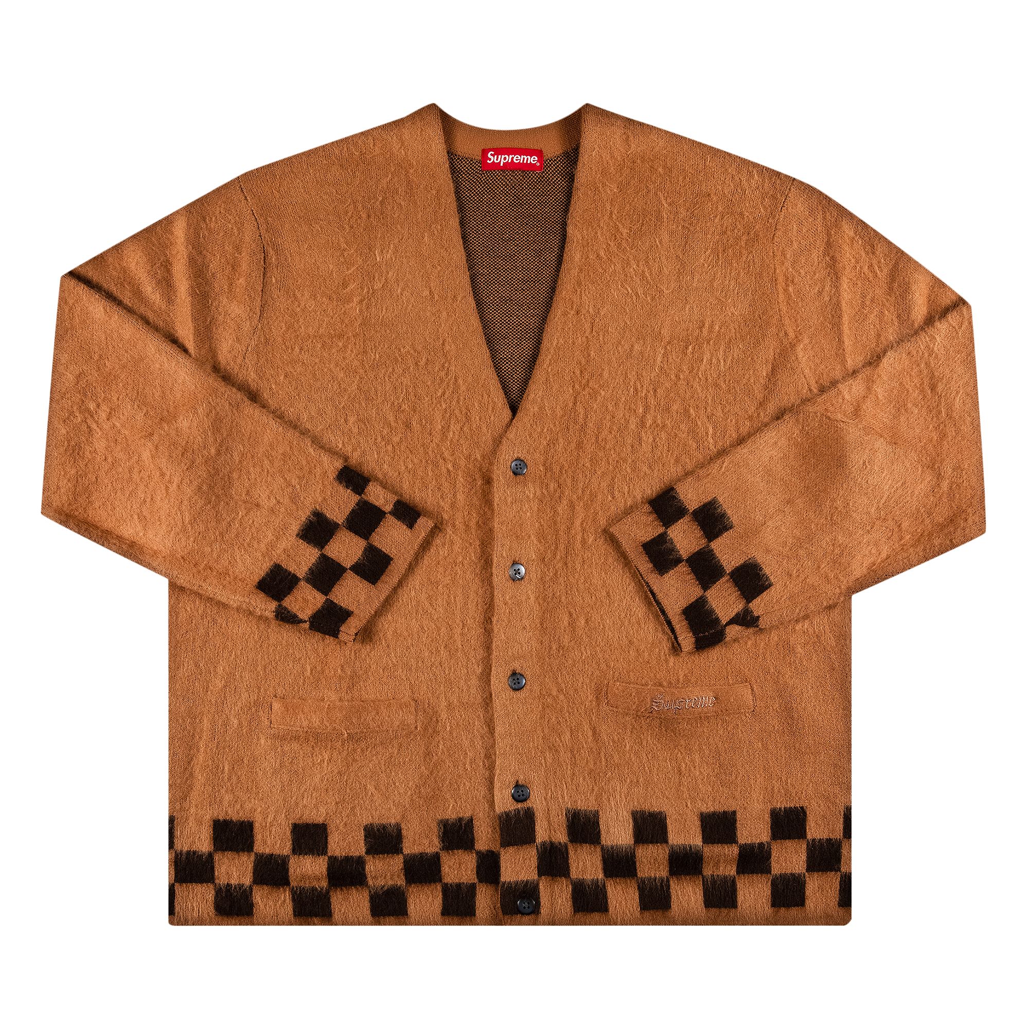 Supreme Brushed Checkerboard Cardigan 'Camel' | Tan | Men's Size L