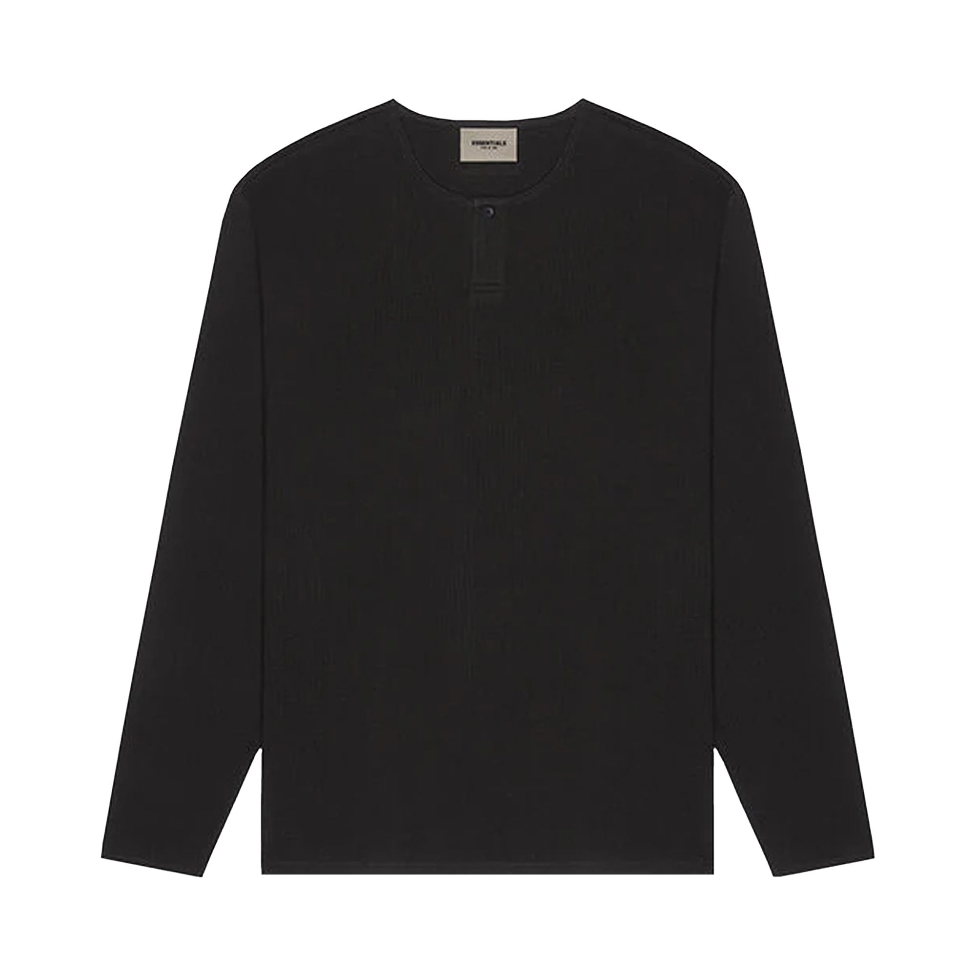 Fear of God Essentials Thermal Long-Sleeve Henley T-Shirt 'Black' | Men's Size S