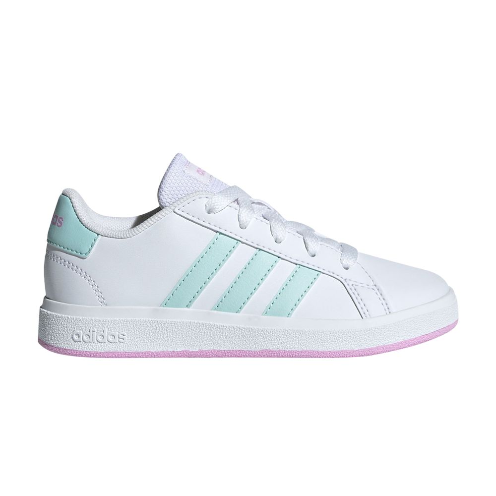 Pre-owned Adidas Originals Adidas Grand Court Lace-up J 'white Aqua Bliss Lilac' | Kid's Size 3