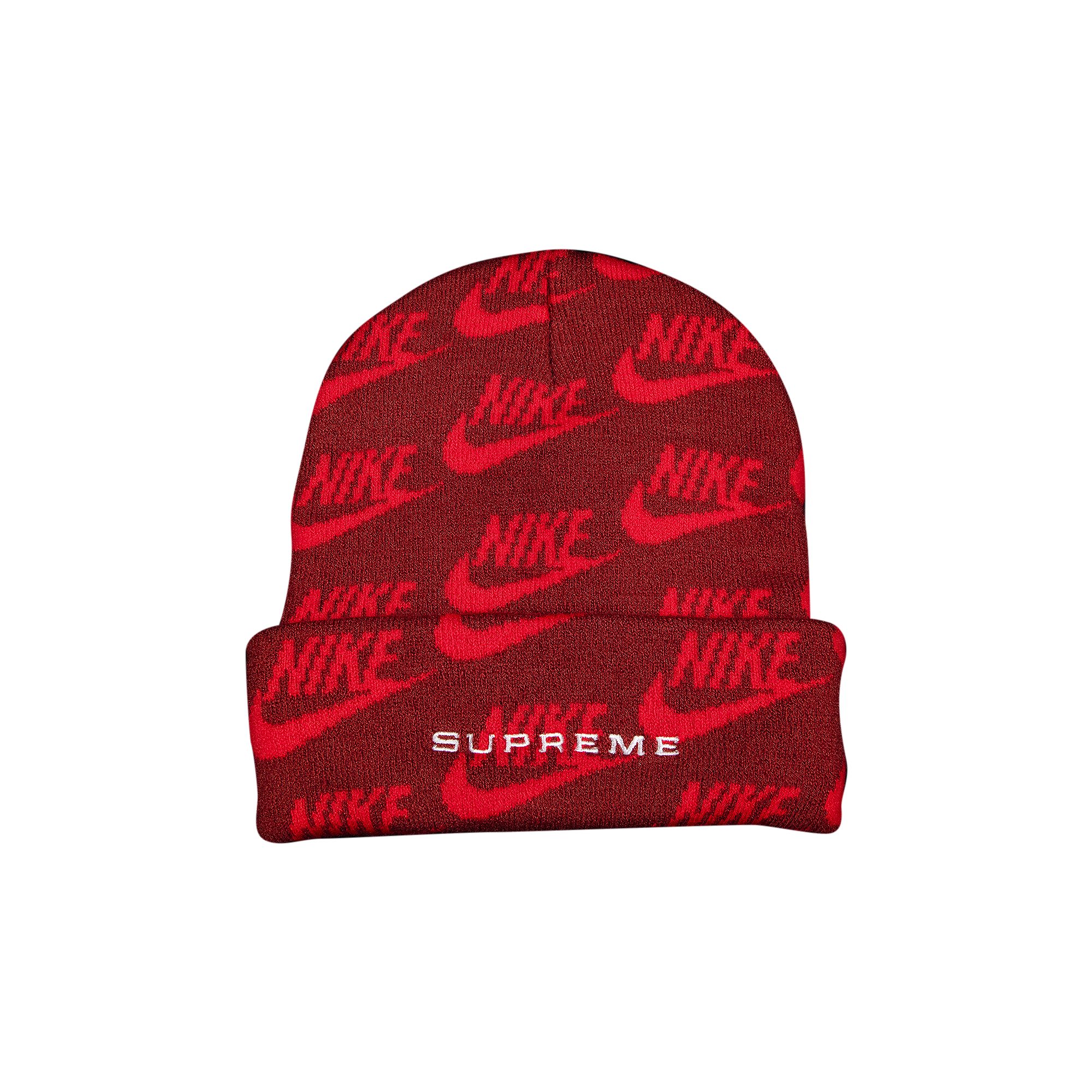 Supreme x Nike Jacquard Logos Beanie 'Red' | Men's Size Onesize