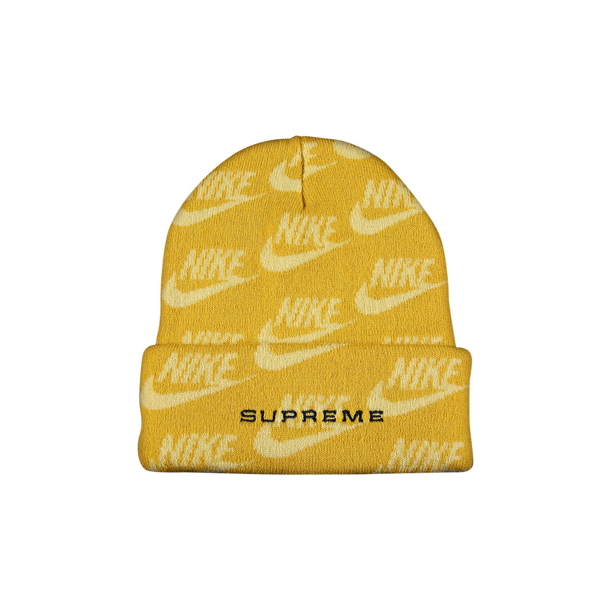 Supreme x Nike Jacquard Logos Beanie 'Pale Yellow' | Men's Size Onesize