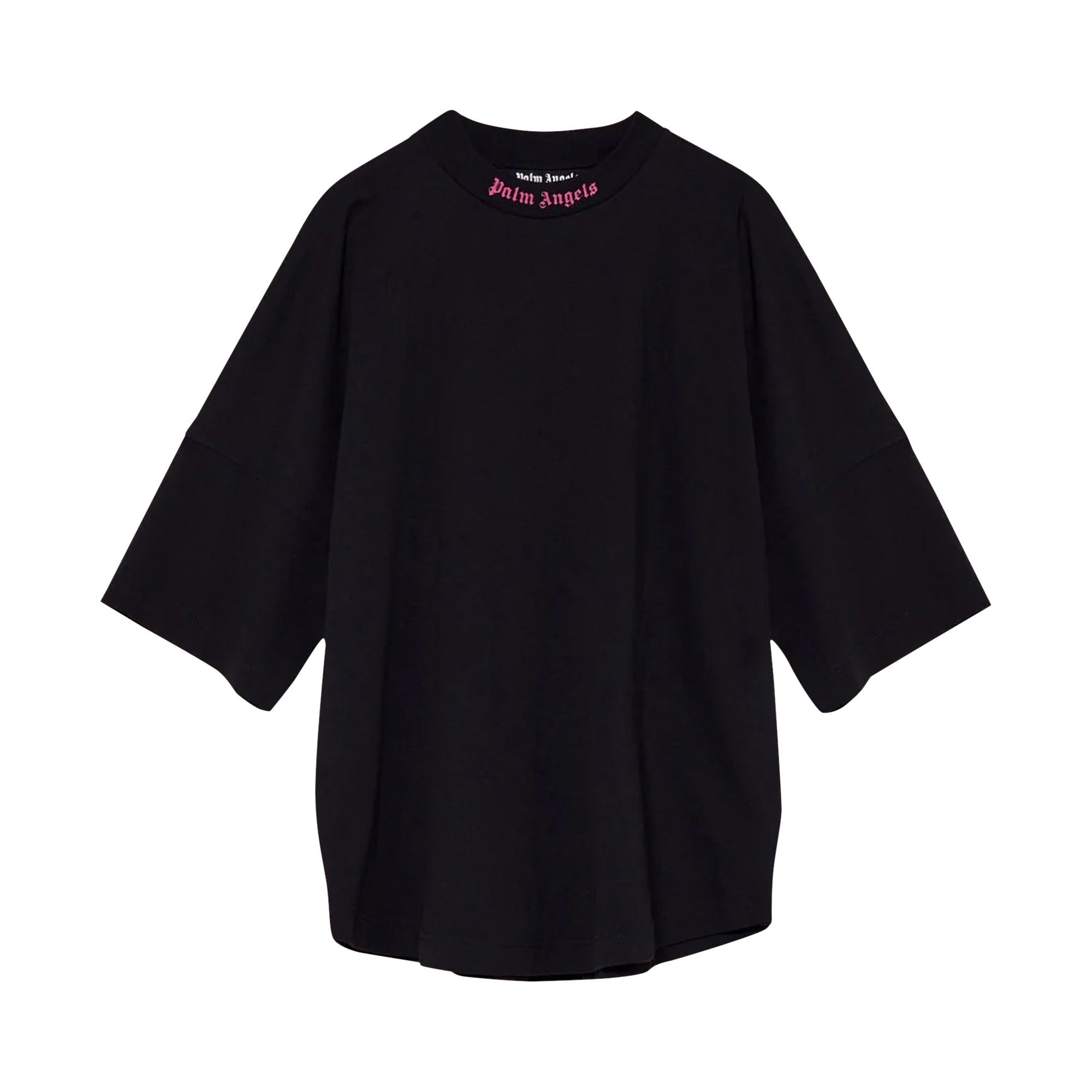 Palm Angels Doubled Logo Over Tee 'Black/Fuchsia' | Men's Size L