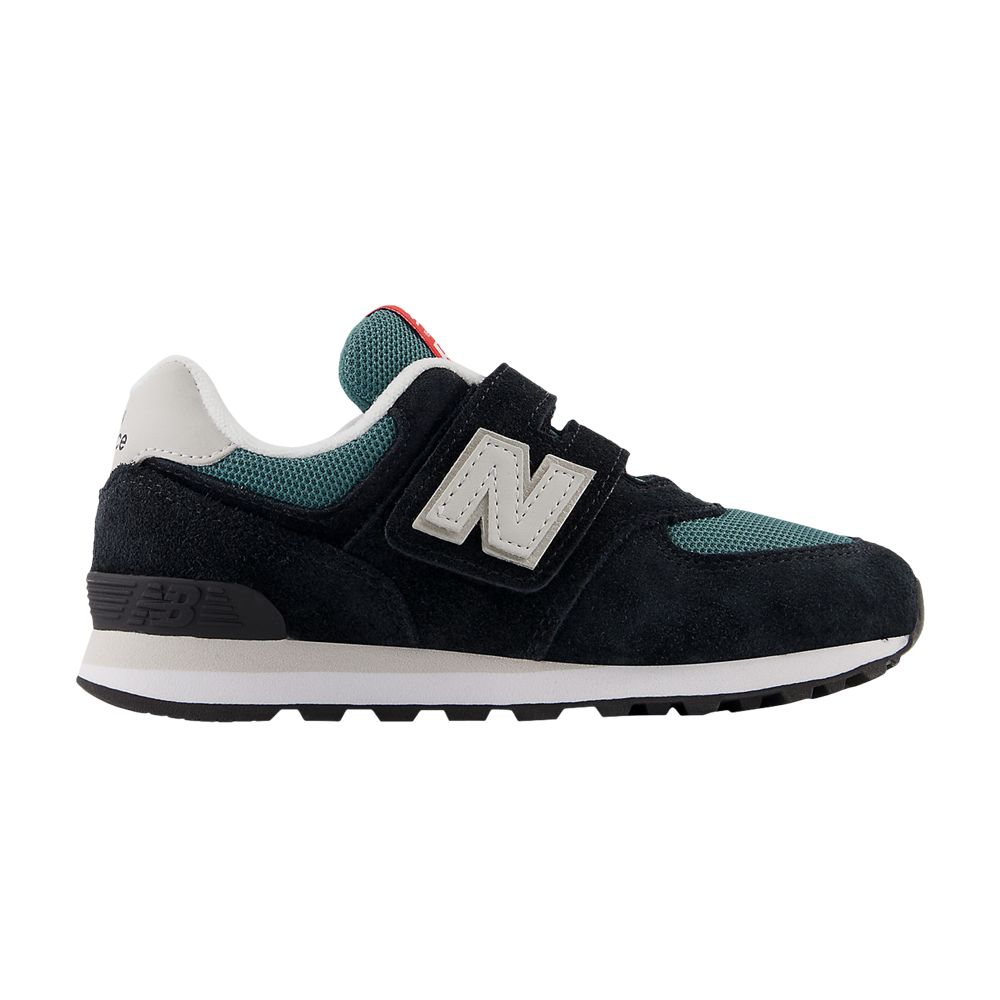 New Balance 574 Hook & Loop Little Kid Wide 'Black New Spruce' | Kid's Size 1