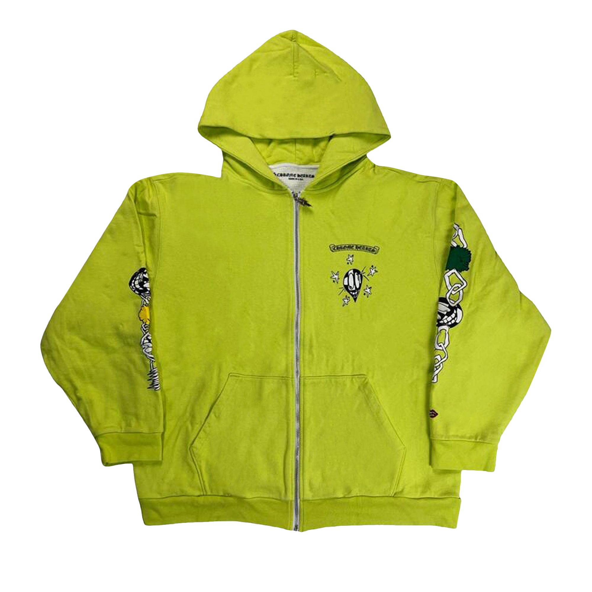 Chrome Hearts Matty Boy Link Zip Up Hoodie 'Lime Green' | Men's Size S