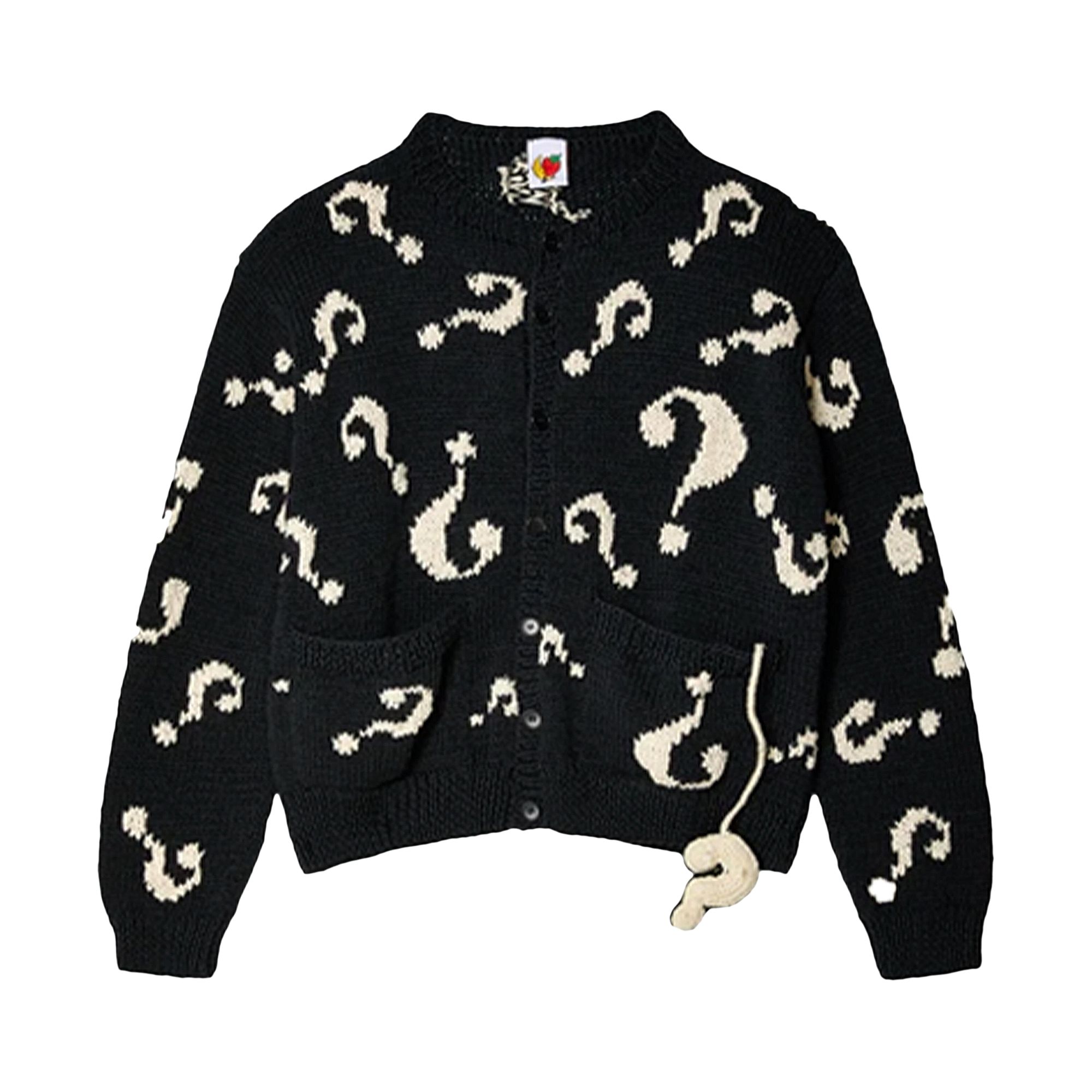 Pre-owned Sky High Farm Workwear Question Mark Hand Knit Cardigan 'black'