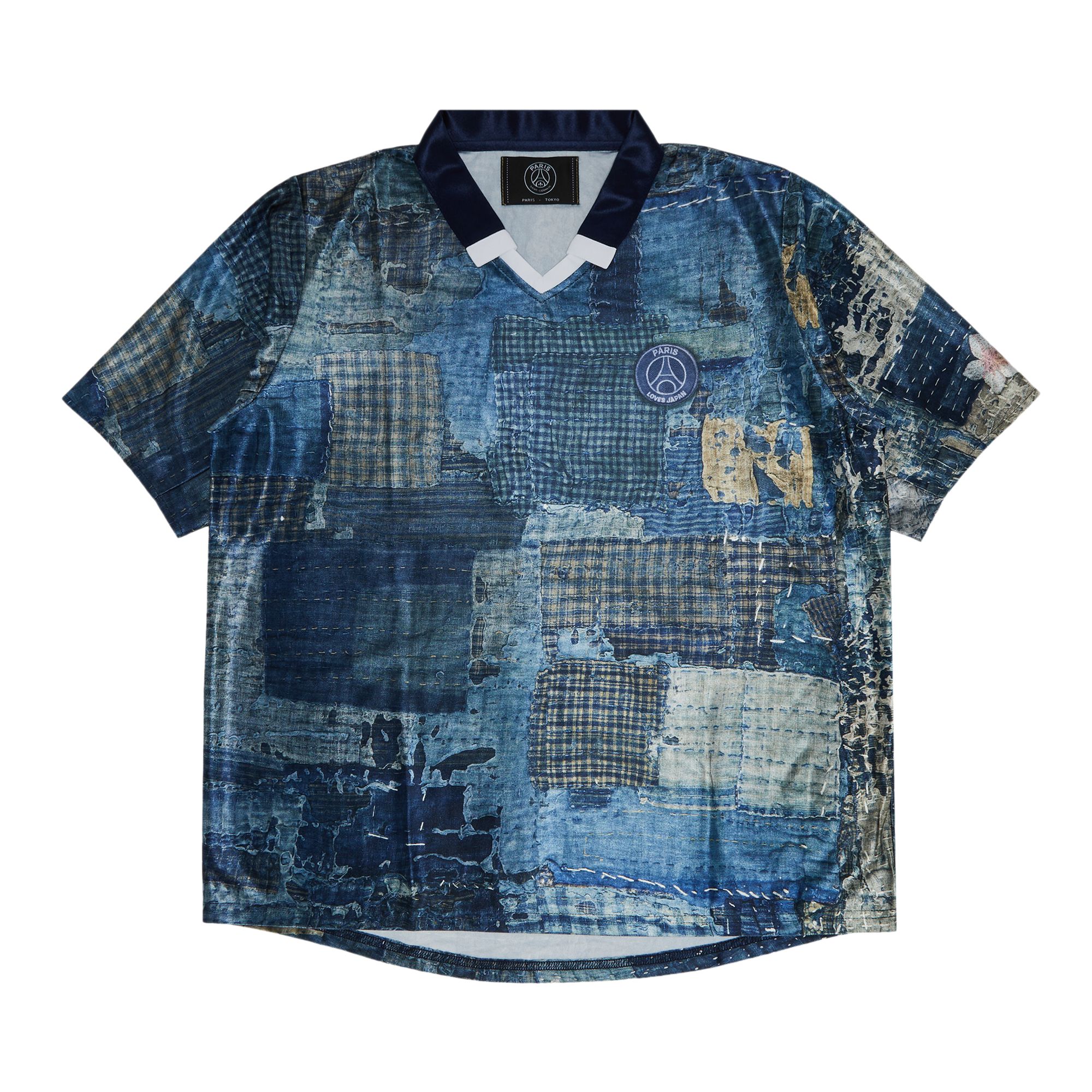 Paris Saint-Germain x EDIFICE Japan Boro Printed Uniform-Like Shirt 'Navy' | Blue | Men's Size M