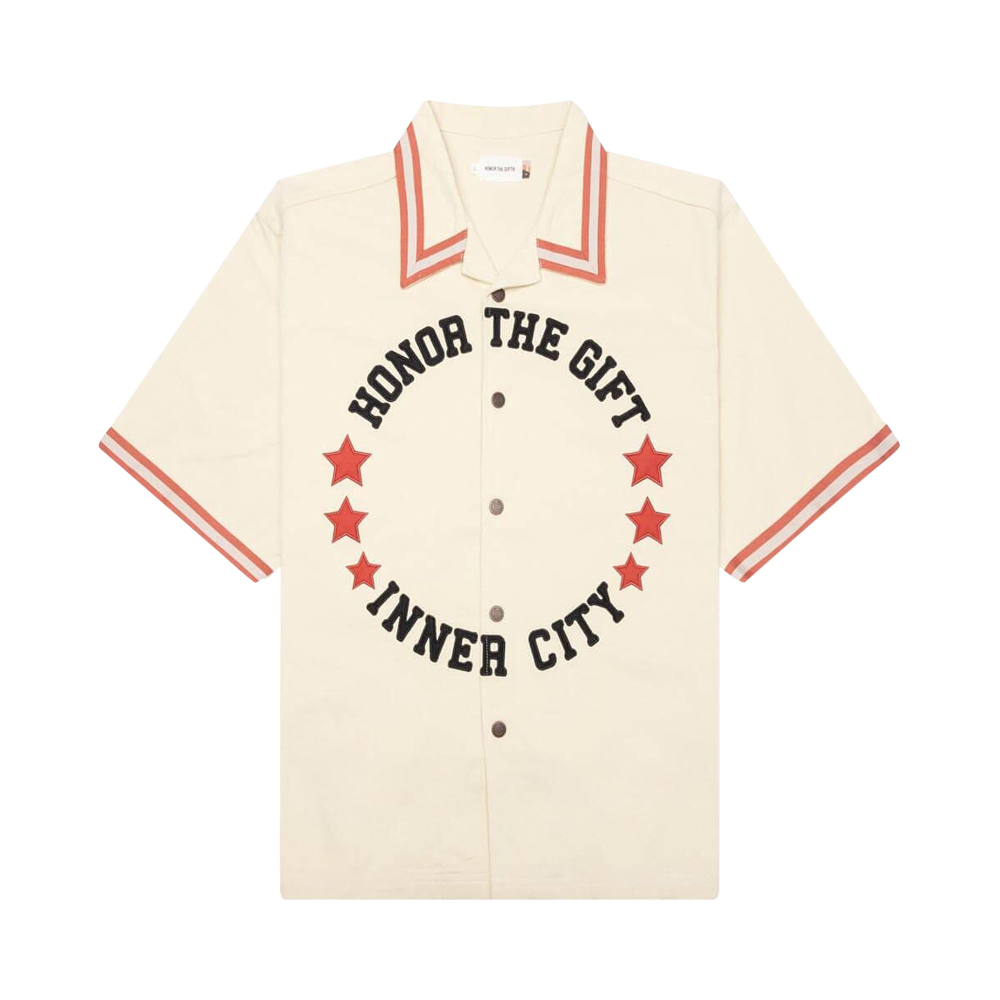 Pre-owned Honor The Gift Tradition Short-sleeve Snap Up Shirt 'bone' | White | Men's Size M