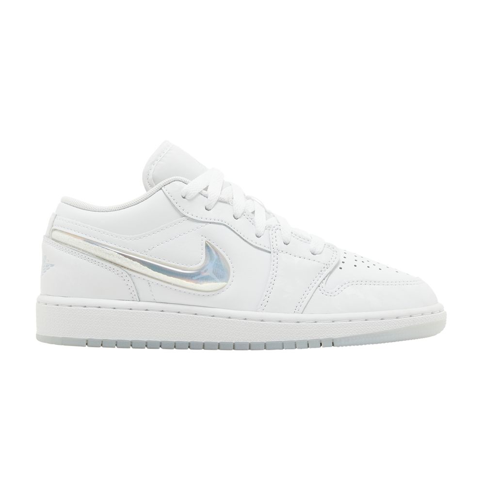 Pre-owned Air Jordan 1 Low Se Gs 'glitter Swoosh' | Blue | Kid's Size 4.5