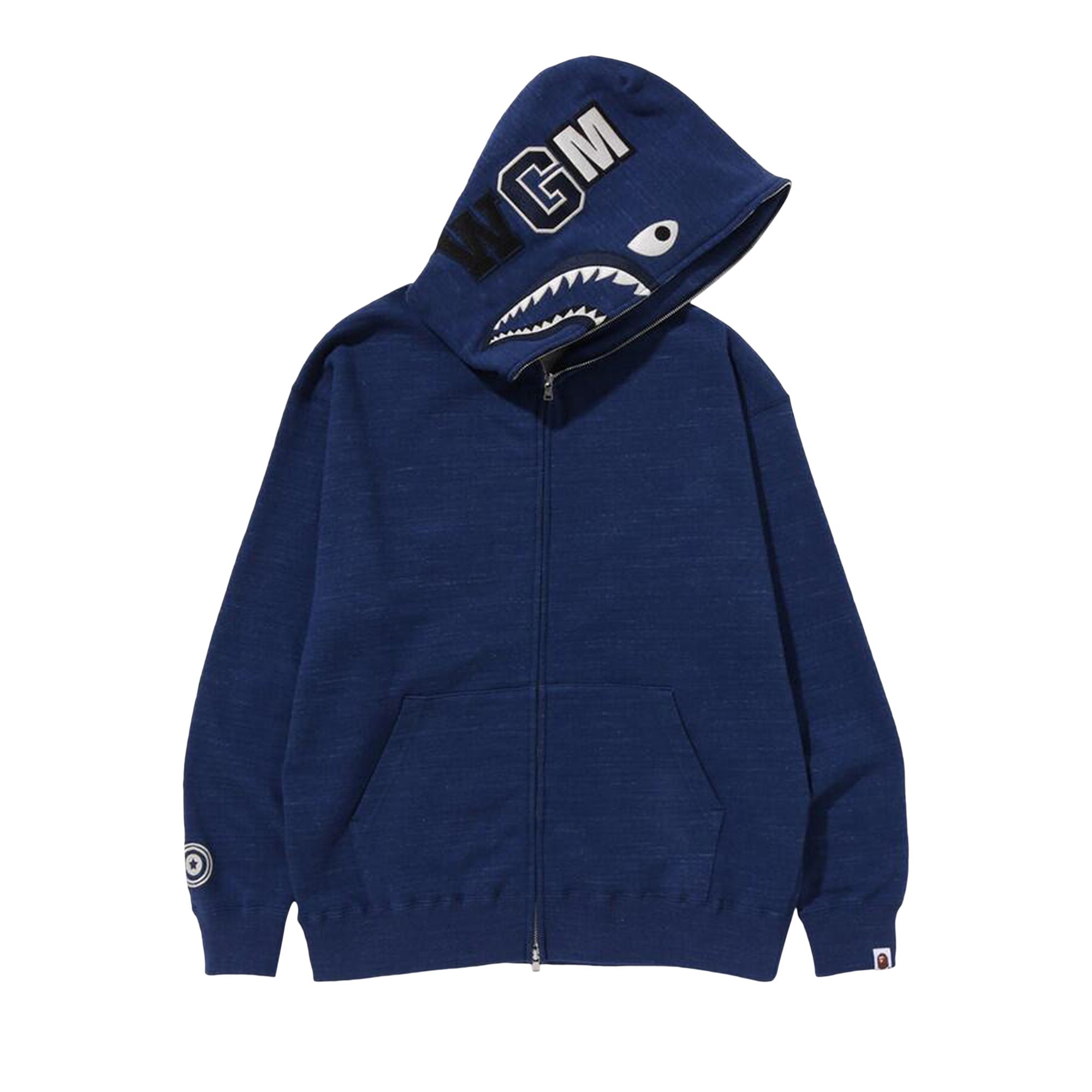 Pre-owned Bape Shark Full Zip Hoodie 'indigo' | Blue | Men's Size Xl