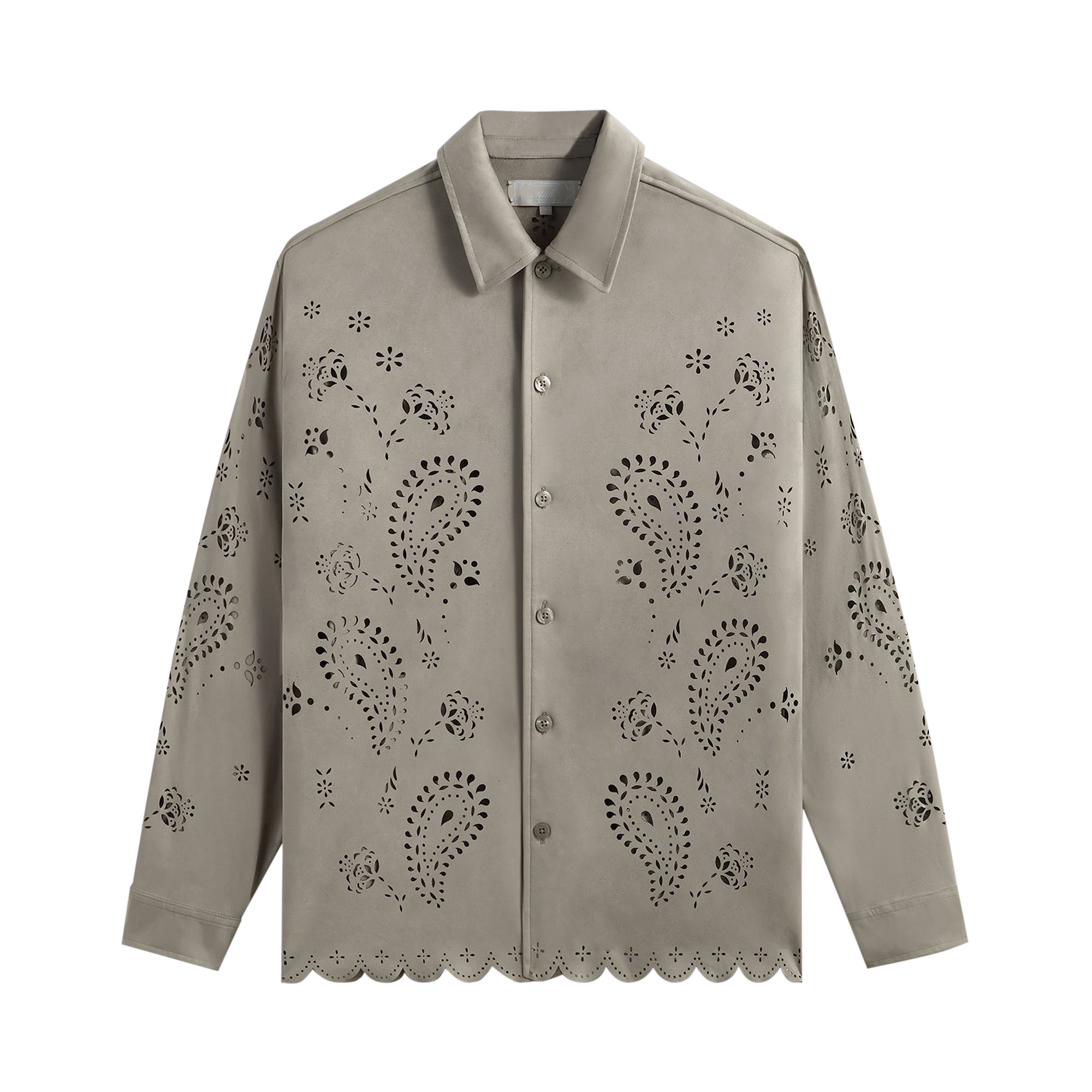 Pre-owned Kith Isaac Microsuede Long-sleeve Button Down Shirt 'region' In Grey