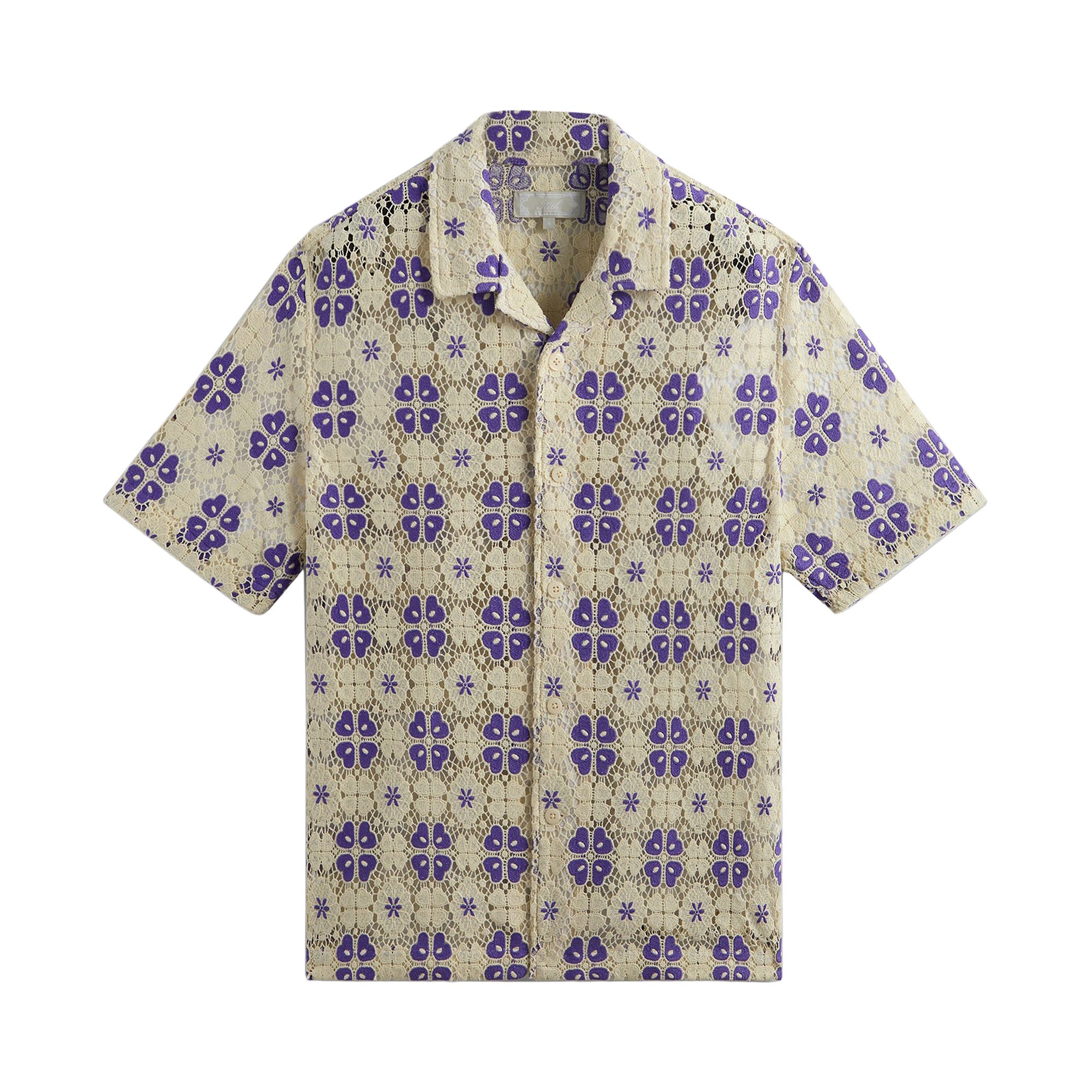 Pre-owned Kith Adonis Camp Collar Short-sleeve Shirt 'tyre' | Cream | Men's Size Xl