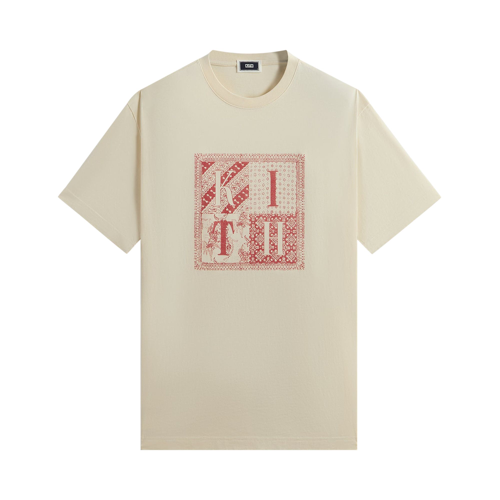 Pre-owned Kith Batik Block Print Vintage Tee 'bitters' | Cream | Men's Size Xl