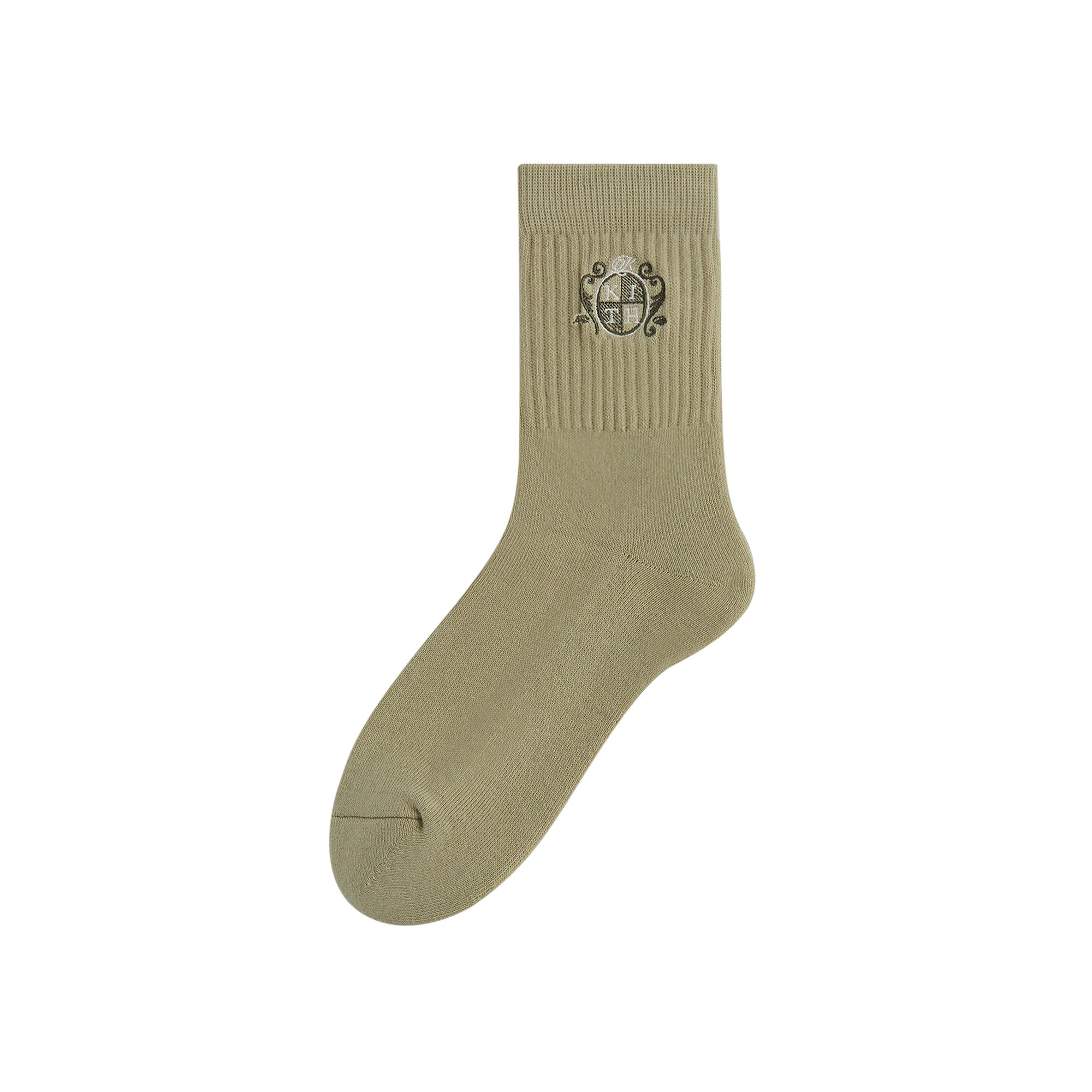 Pre-owned Kith Crest Mid Crew Socks 'region' | Green | Men's Size Onesize