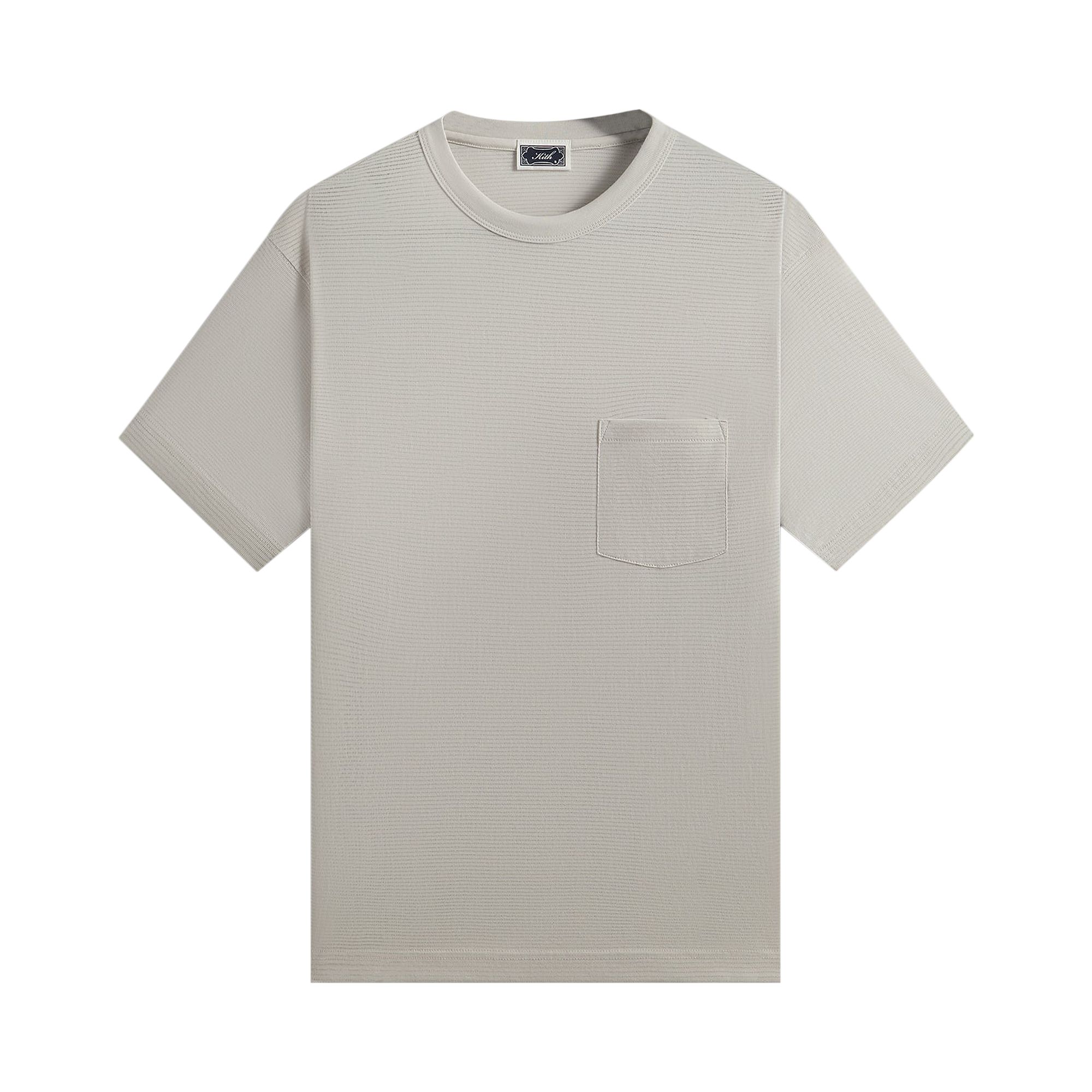Pre-owned Kith Pointelle Mesh Leonard Pocket Tee 'concrete' | Grey | Men's Size Xs In Gray