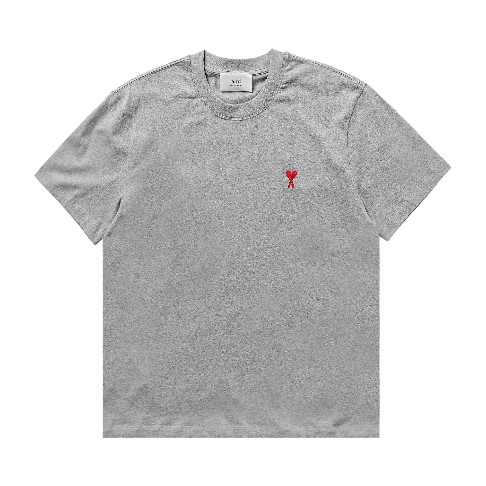 Pre-owned Ami Alexandre Mattiussi Ami Small Heart T-shirt 'heather Grey'