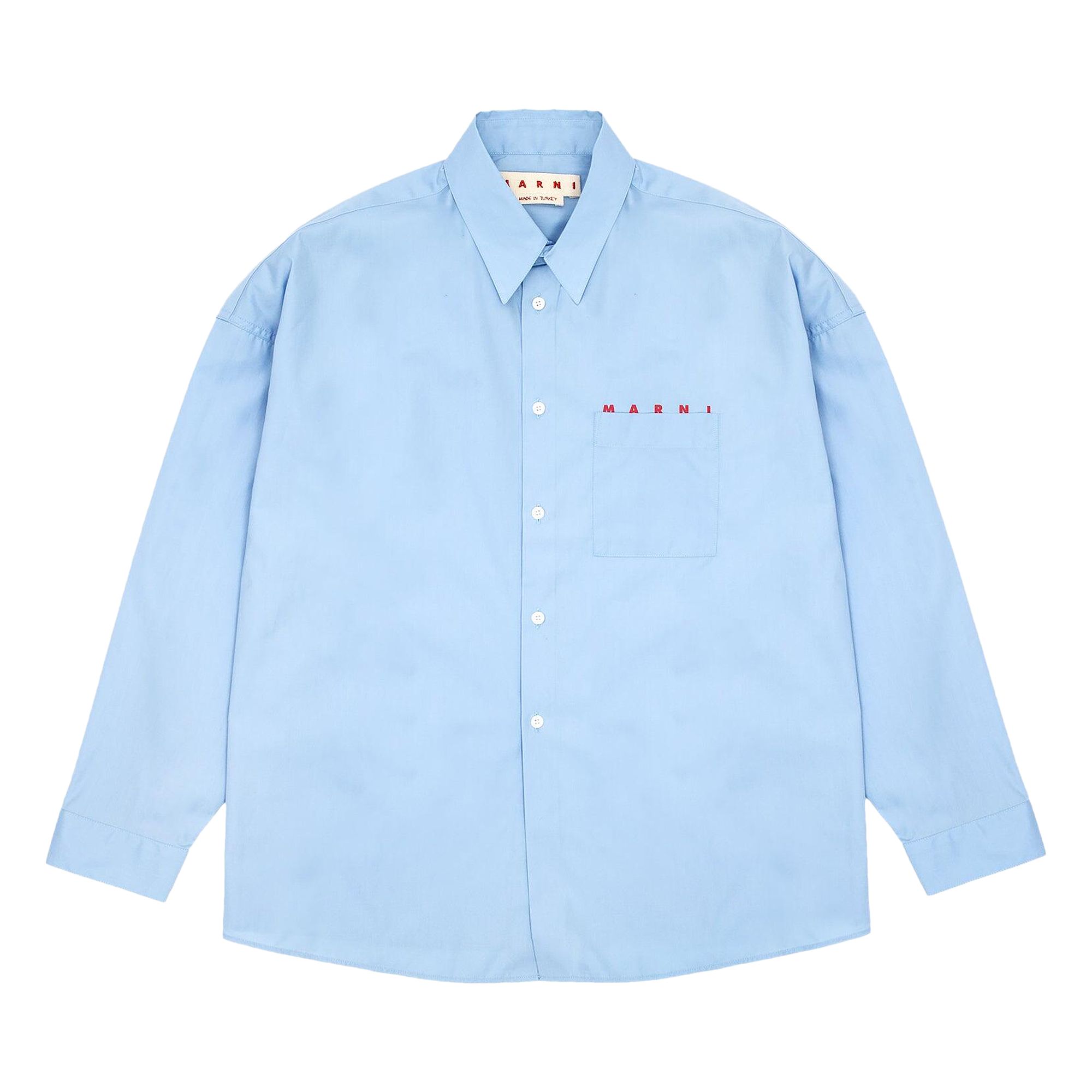 Marni Logo Popeline Shirt 'Iris Blue' | Men's Size 48
