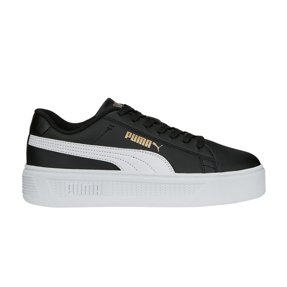 Pre-owned Puma Wmns Smash Platform V3 'black White Gold' | Women's Size 7