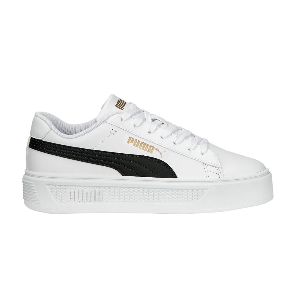 Pre-owned Puma Wmns Smash Platform V3 'white Black Gold'