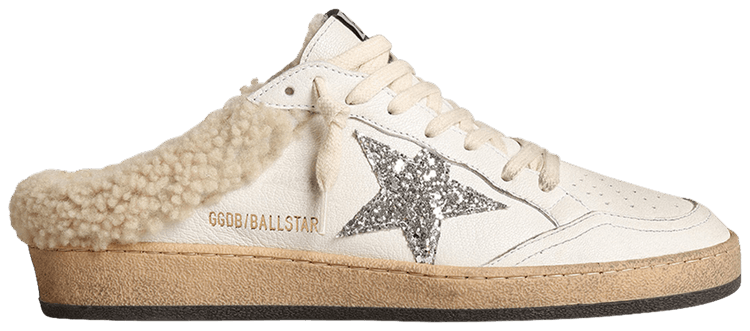 Golden Goose Wmns Ballstar Shearling Sabot White Silver