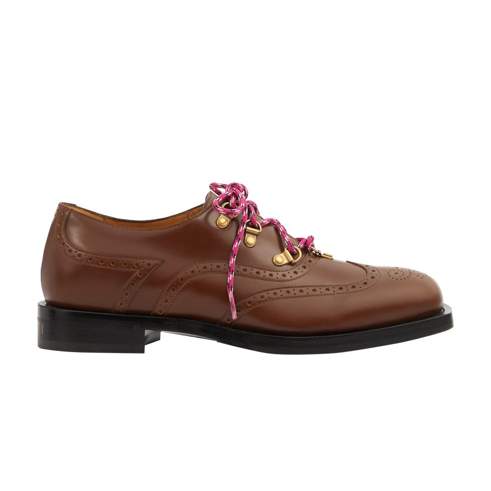 Pre-owned Gucci Brogue Detail Lace Up 'brown' | Men's Size 9