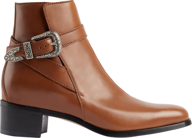 Gucci Buckled Ankle Boot Brown