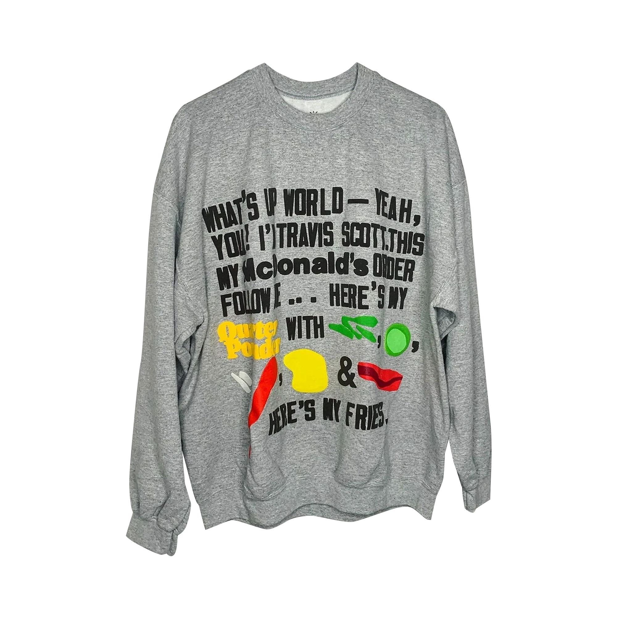 Cactus Jack by Travis Scott x Cactus Plant Flea Market Script Crewneck Sweatshirt 'Sport Grey' | Men's Size L