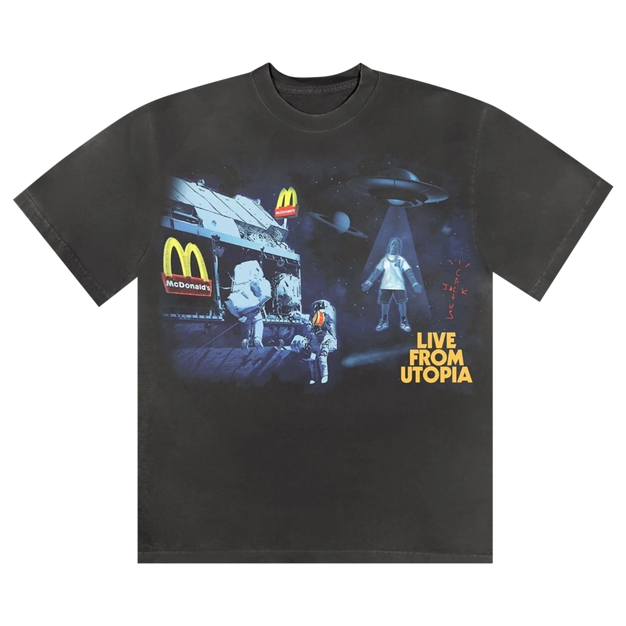 Cactus Jack by Travis Scott x McDonald's Live From Utopia T-Shirt 'Black' | Men's Size L