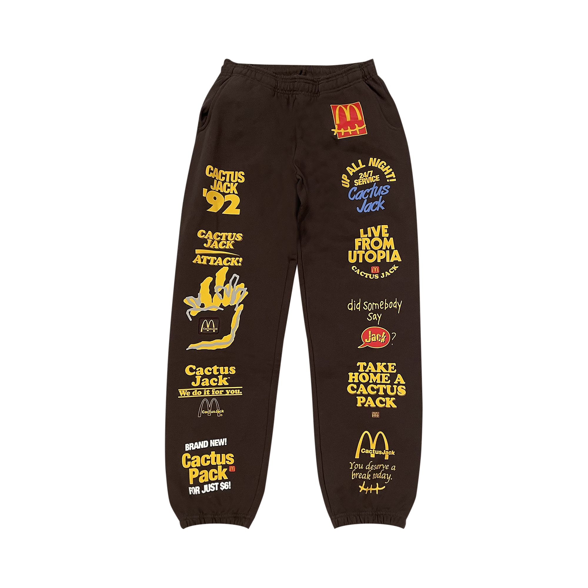 Cactus Jack by Travis Scott x McDonald's Sticker Bomb Sweatpants 'Brown' | Men's Size S