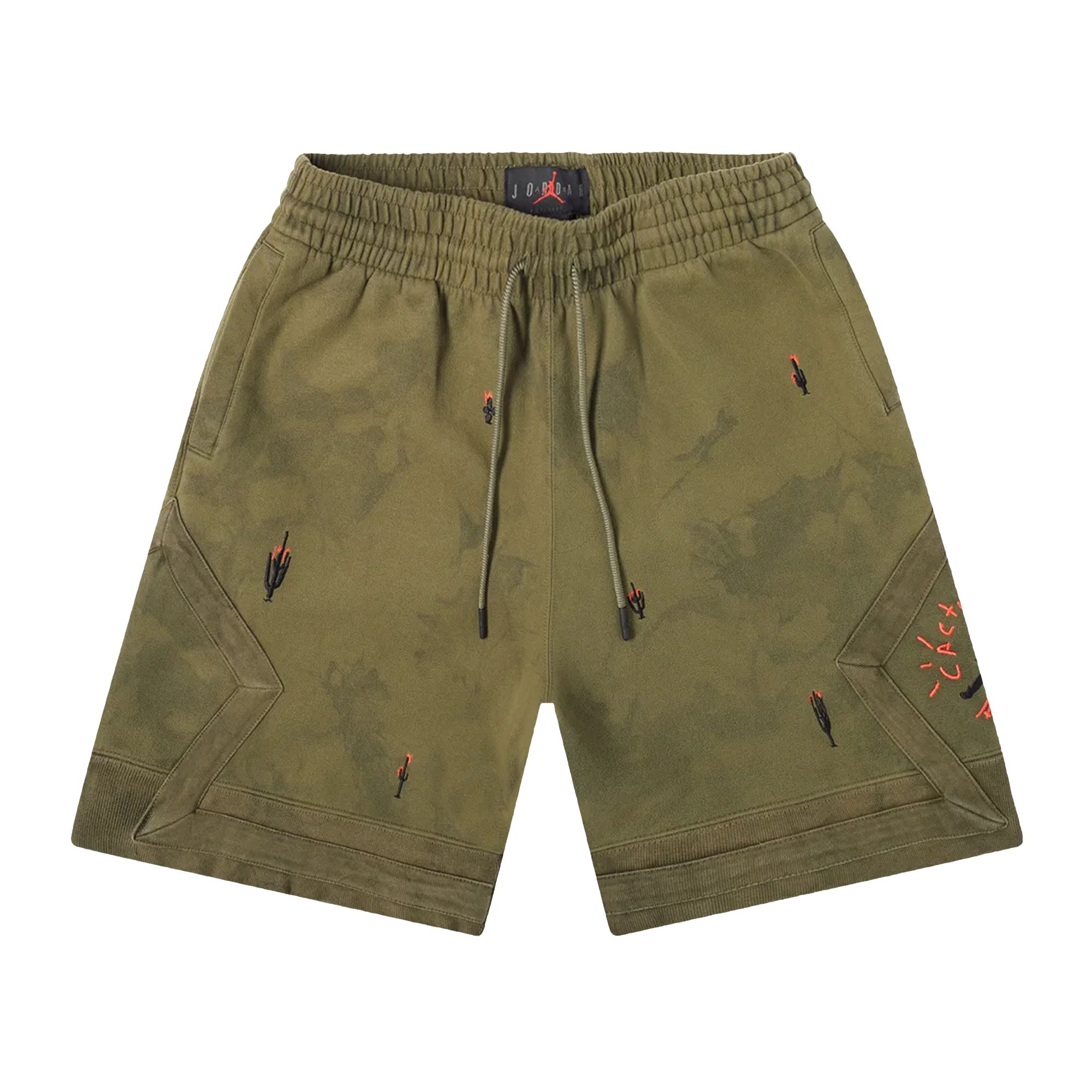 Cactus Jack by Travis Scott x Air Jordan Washed Suede Shorts 'Medium Olive' | Green | Men's Size XS