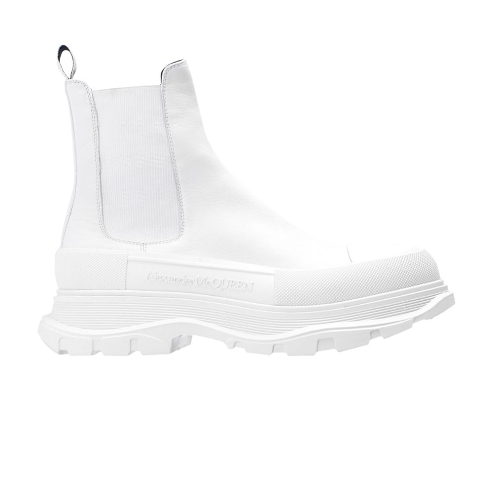 Pre-owned Alexander Mcqueen Tread Slick Chelsea Boot 'triple White' | Men's Size 42.5