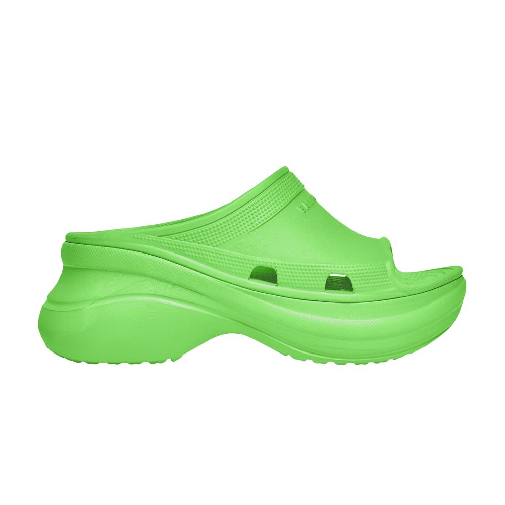 Pre-owned Balenciaga Crocs X Pool Slide Sandal 'neon Green' | Men's Size 42