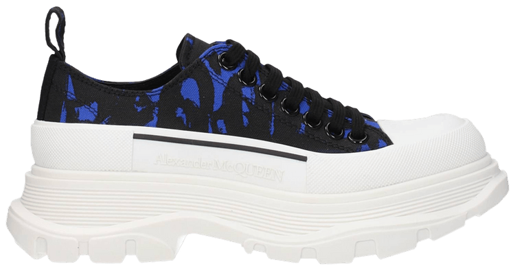 Alexander McQueen Wmns Tread Slick Low Lace Up Graffiti Logo   Blue Black