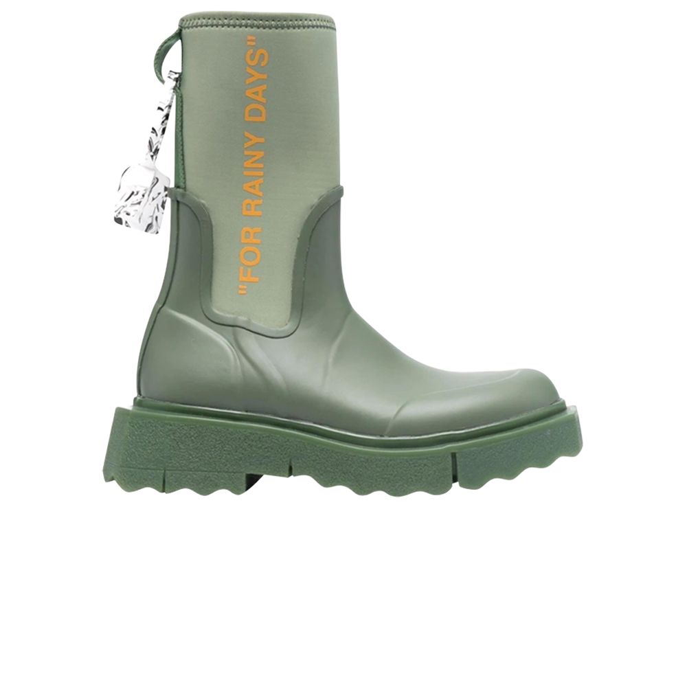 Pre-owned Off-white Wmns Zip-tie Rain Boot 'for Rainy Days - Green' | Women's Size 38