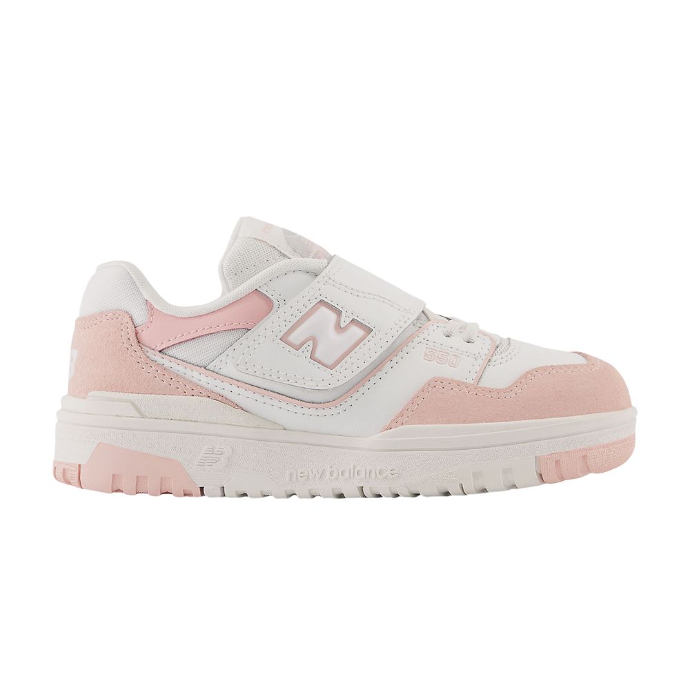New Balance 550 Bungee Lace Top Strap Little Kid 'White Pink Haze' | Kid's Size 2