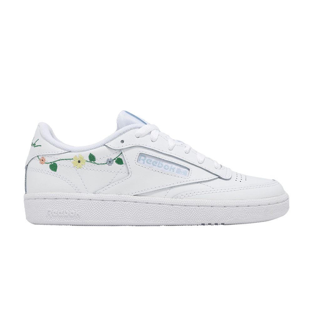 Pre-owned Reebok Wmns Club C 85 'embroidered Floral - White Pale Blue'
