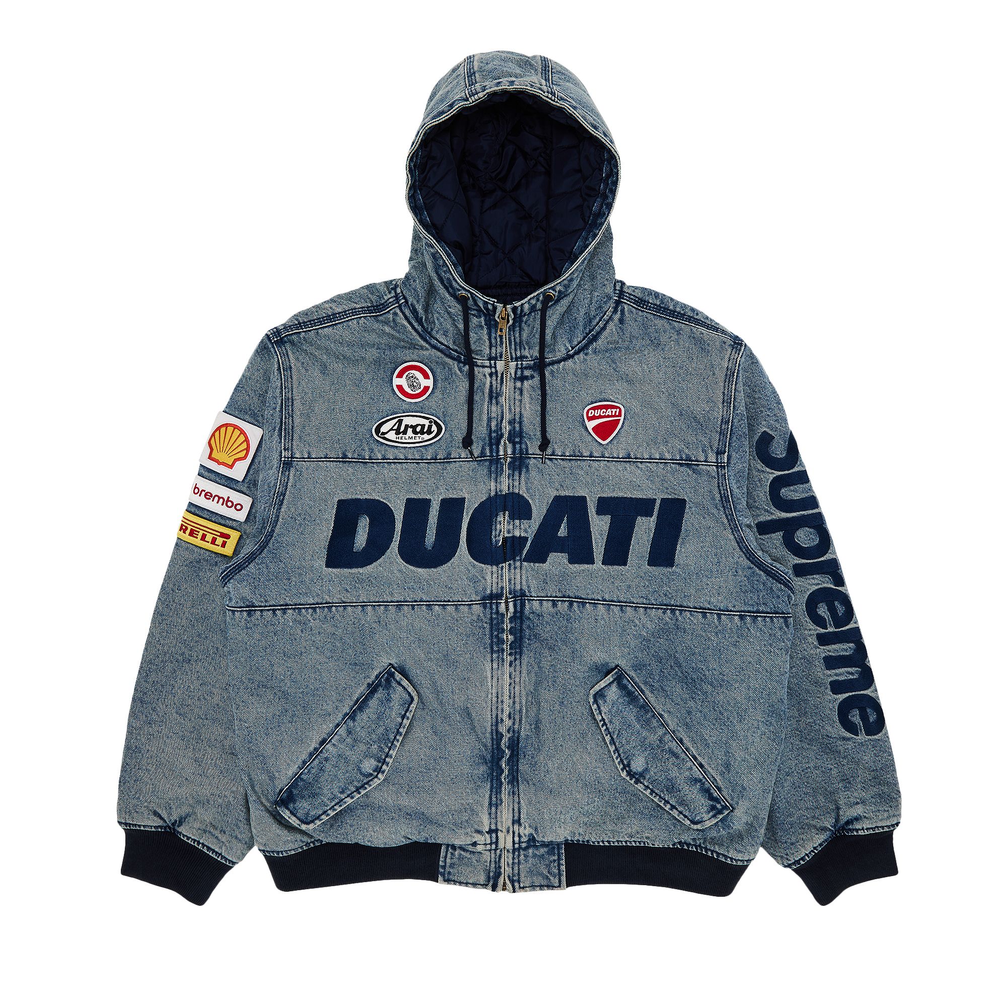 Supreme x Ducati Hooded Racing Jacket 'Denim' | Blue | Men's Size M