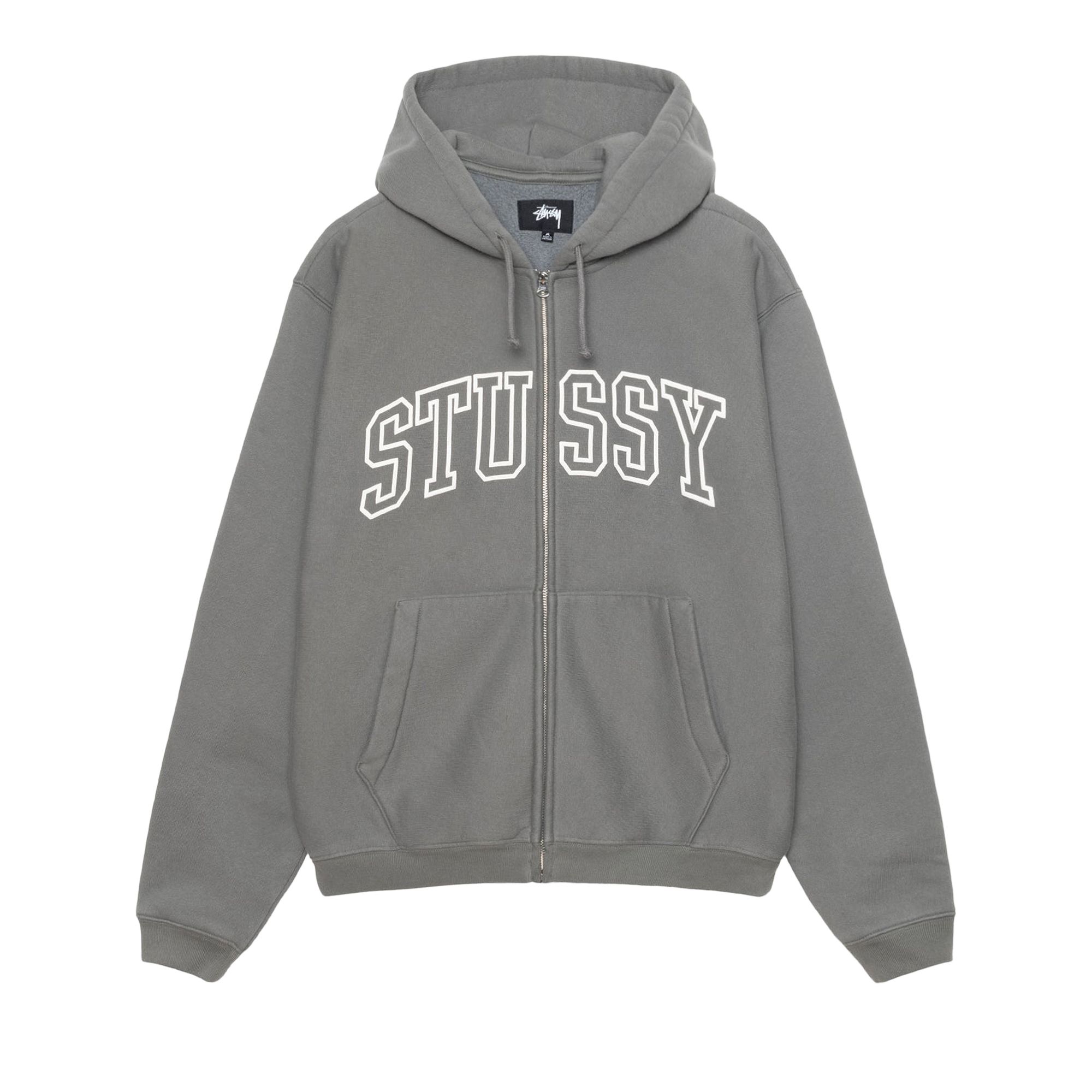 Pre-owned Stussy Outline Zip Hoodie 'grey' | Men's Size M In Gray