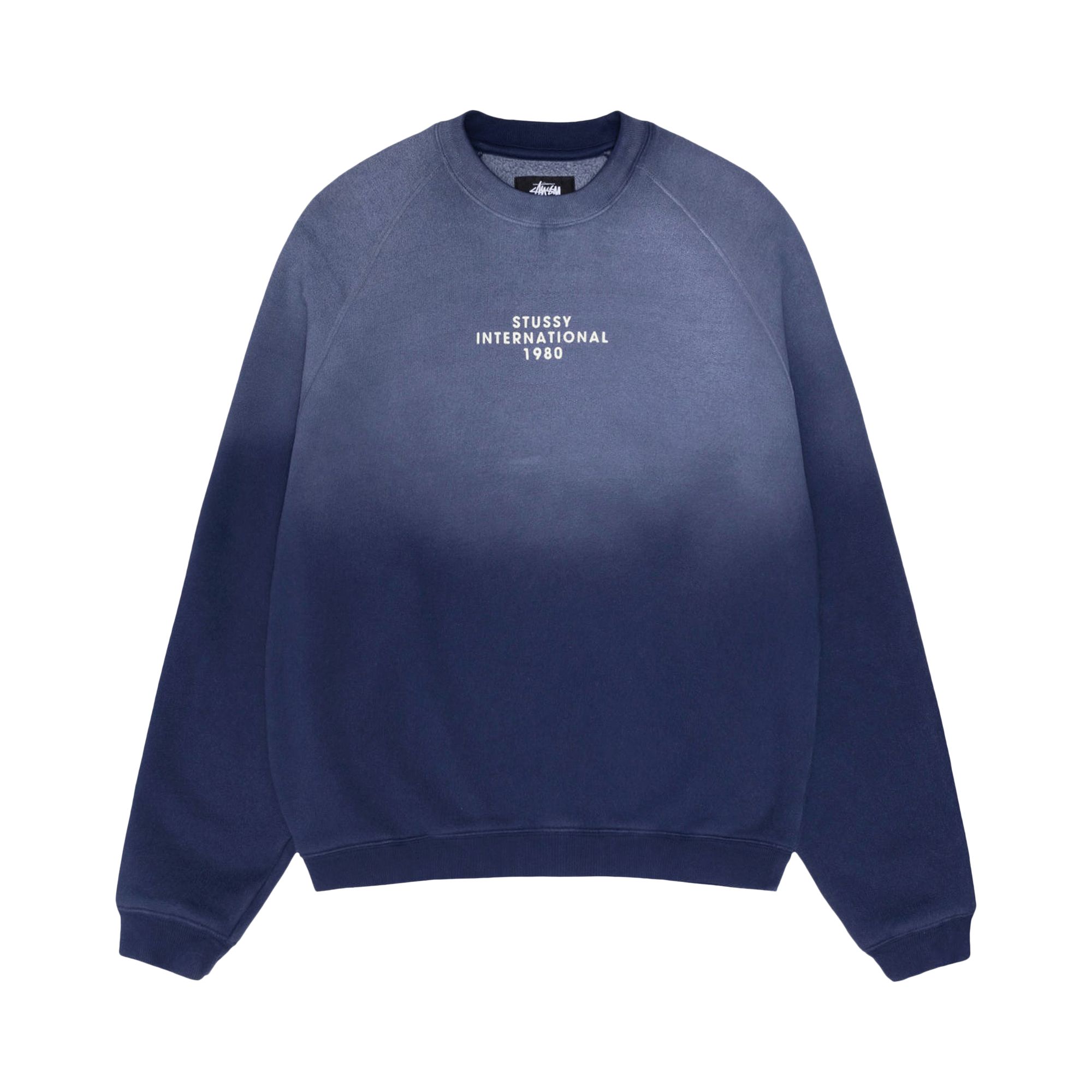 Pre-owned Stussy Raglan Sleeve Crew 'navy' In Blue