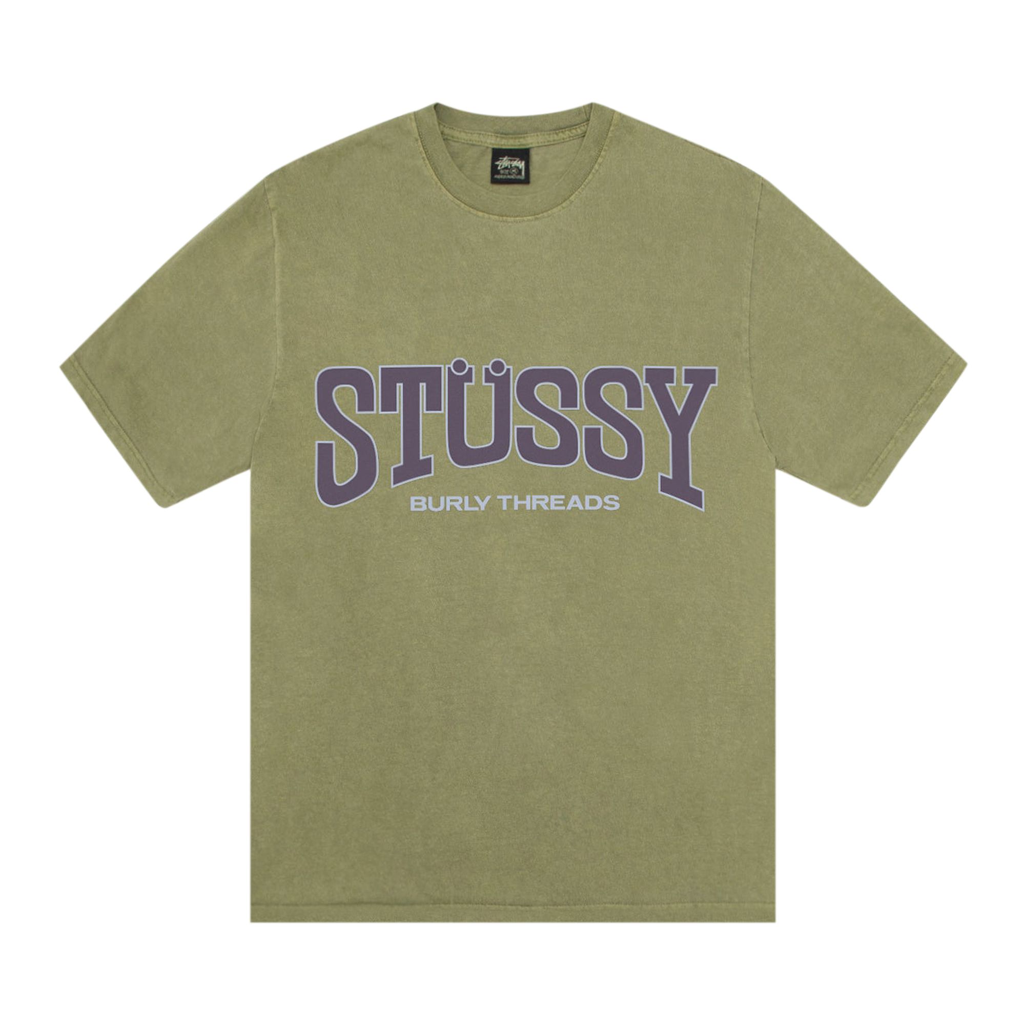 Pre-owned Stussy Burly Threads Tee 'olive' In Green